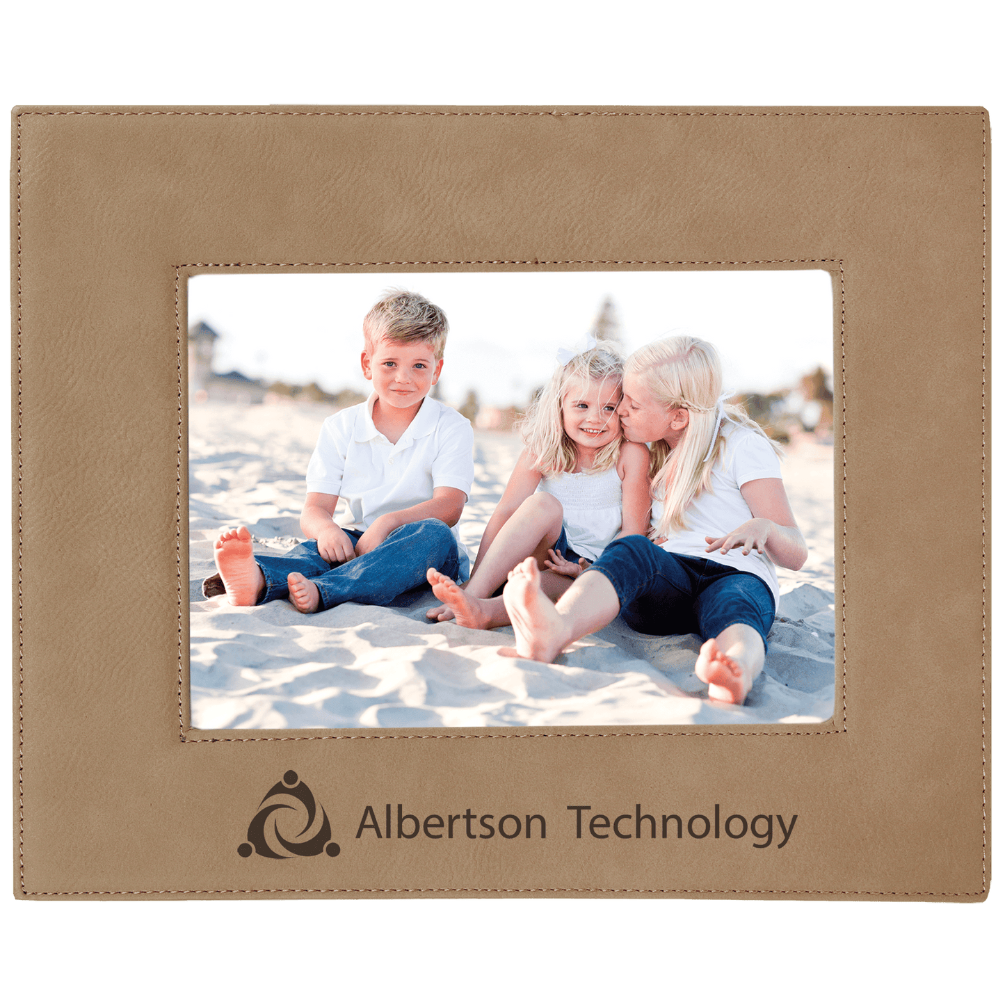 5" x 7" Light Brown Laserable Leatherette Photo Frame (Sold by Case of 12)