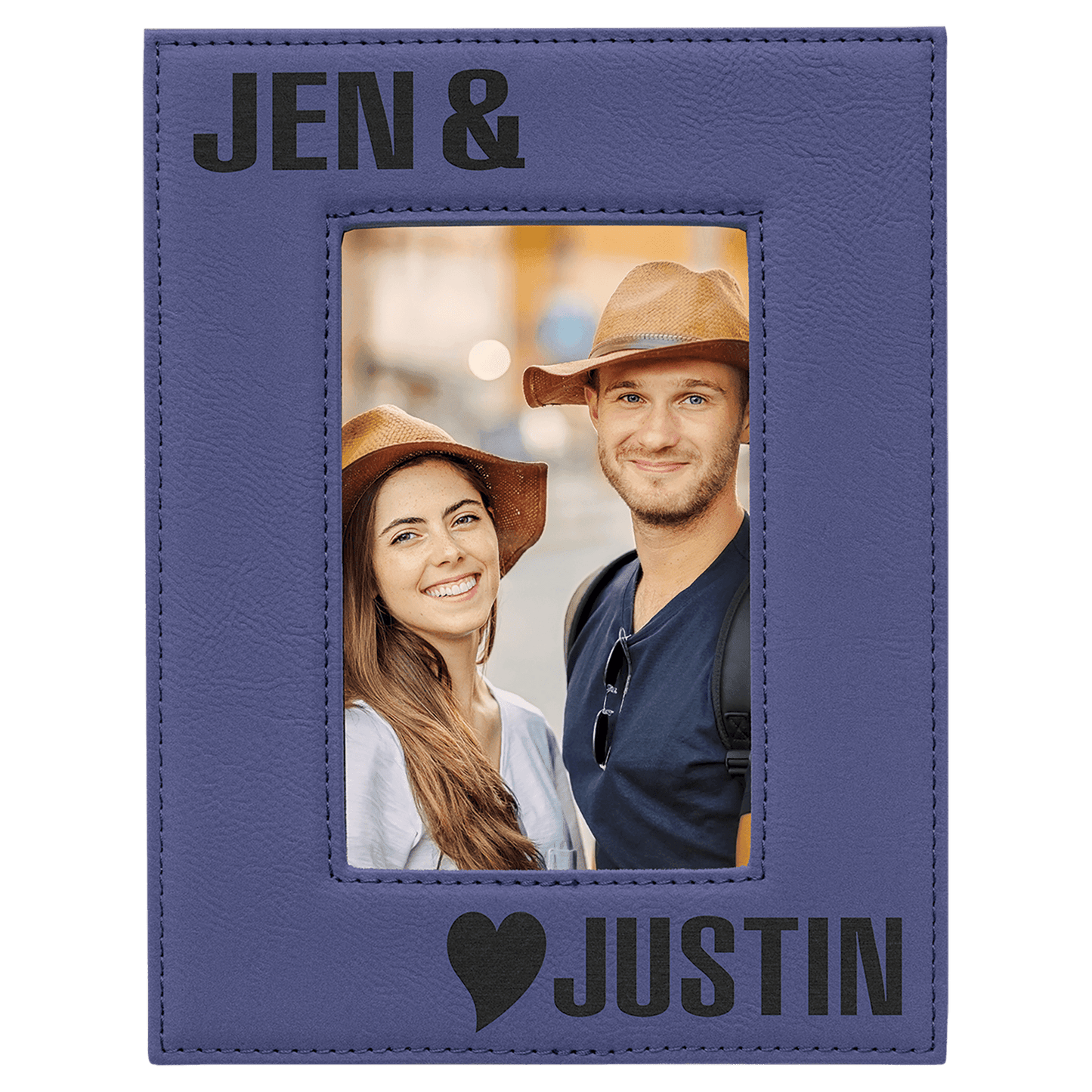 4" x 6" Purple Laserable Leatherette Photo Frame (Sold by Case of 12)