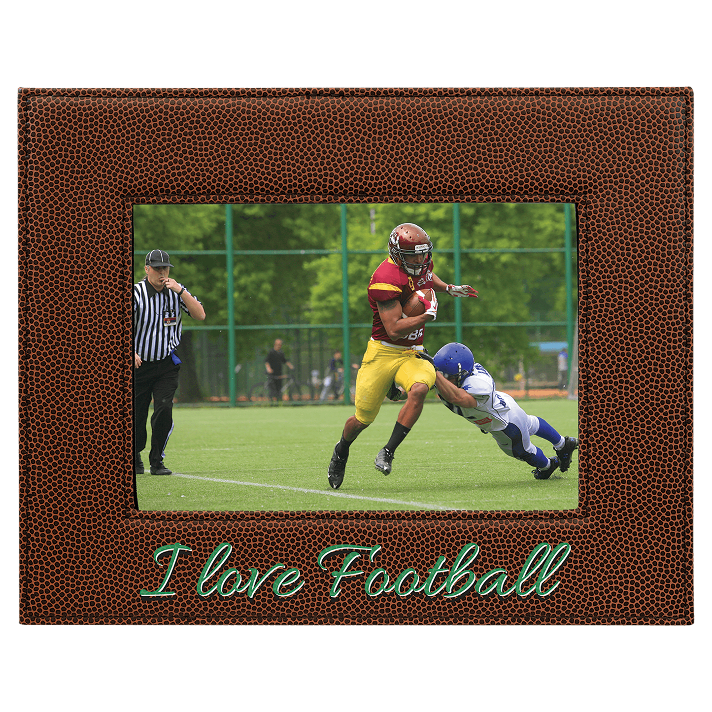 5" x 7" Football Laserable Leatherette Photo Frame (Sold by Case of 12)