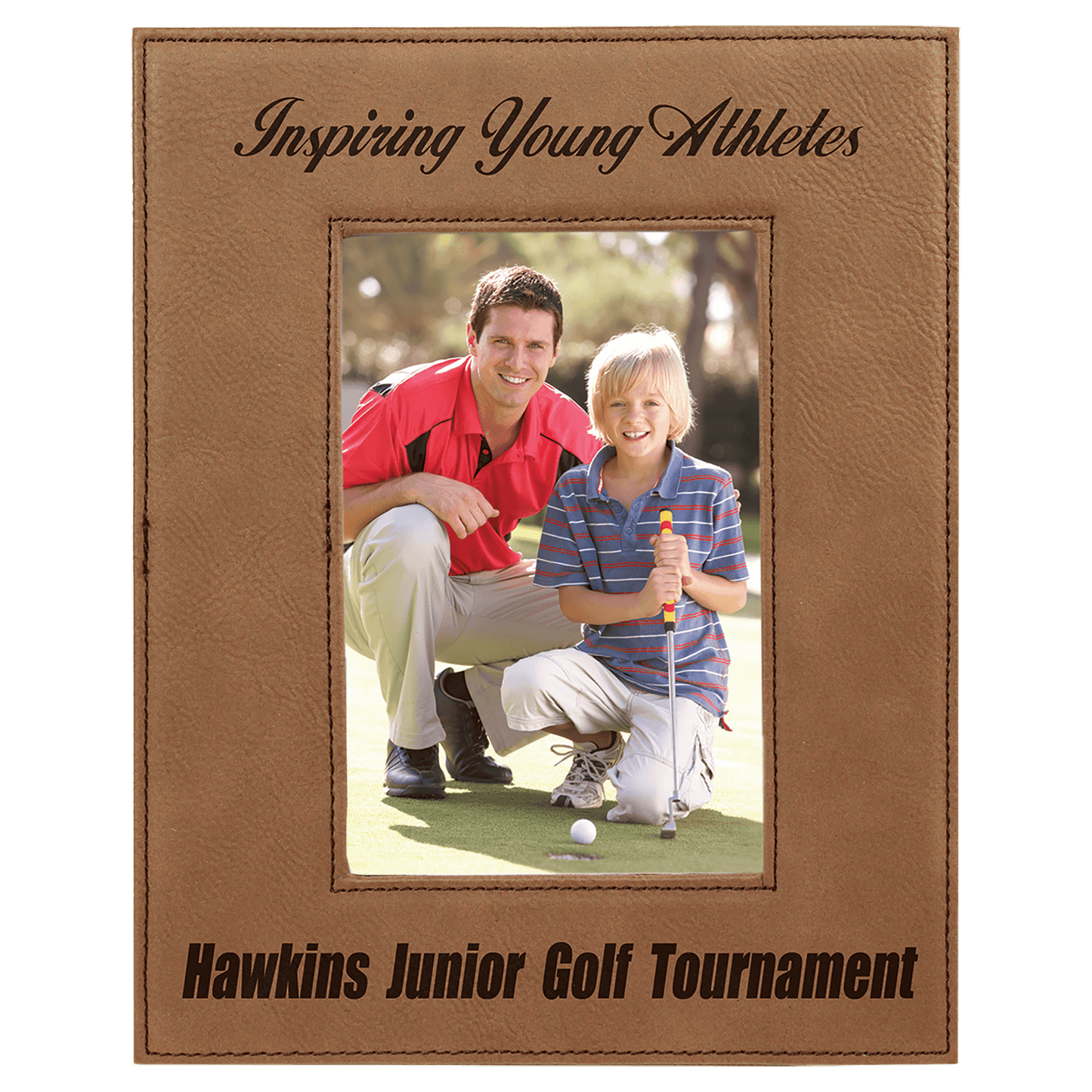 4" x 6" Dark Brown Laserable Leatherette Photo Frame (Sold by Case of 12)