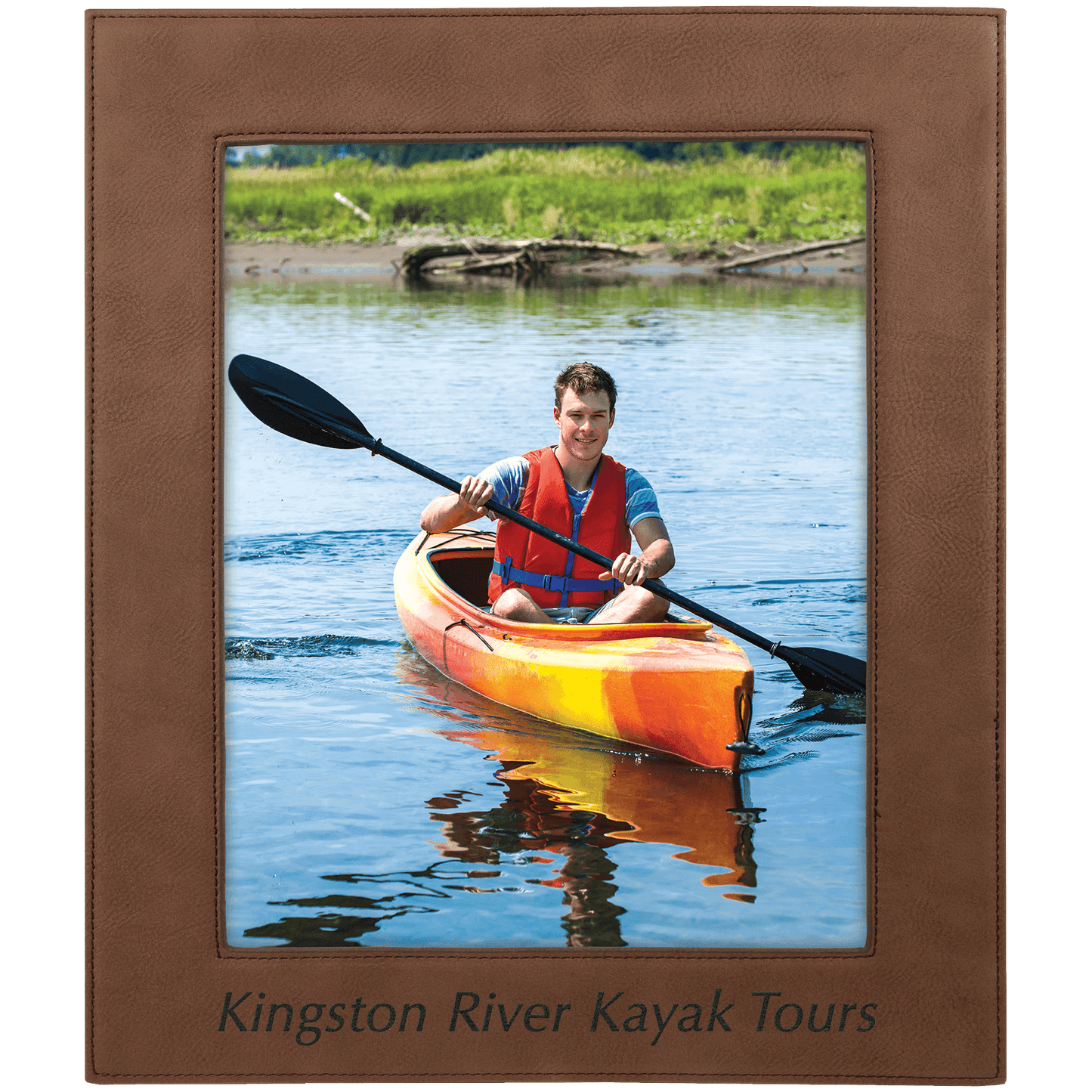 8" x 10" Dark Brown Laserable Leatherette Photo Frame (Sold by Case of 6)