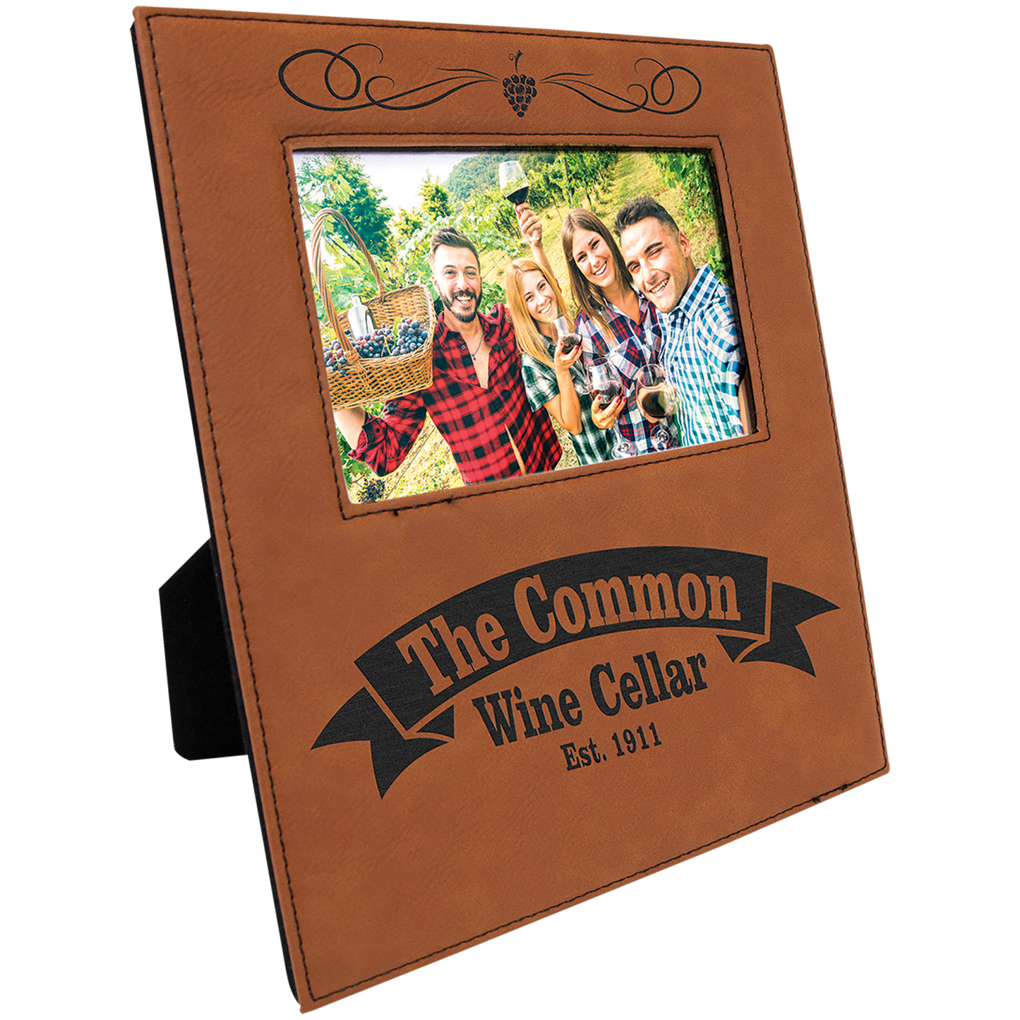 4" x 6" Rawhide Leatherette Photo Frame with 4 1/4" x 7 7/8" Engraving Area (Sold by Case of 12)