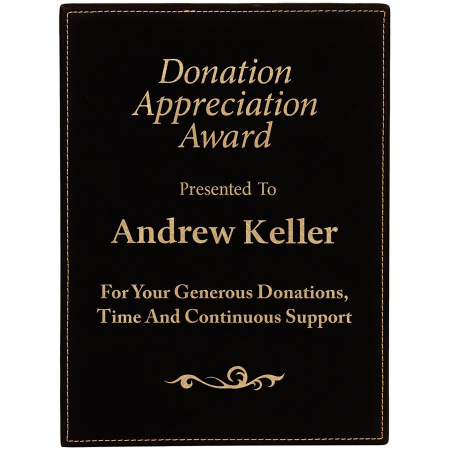 9" x 12" Black/Gold Laserable Leatherette Plaque (Sold by Case of 6)