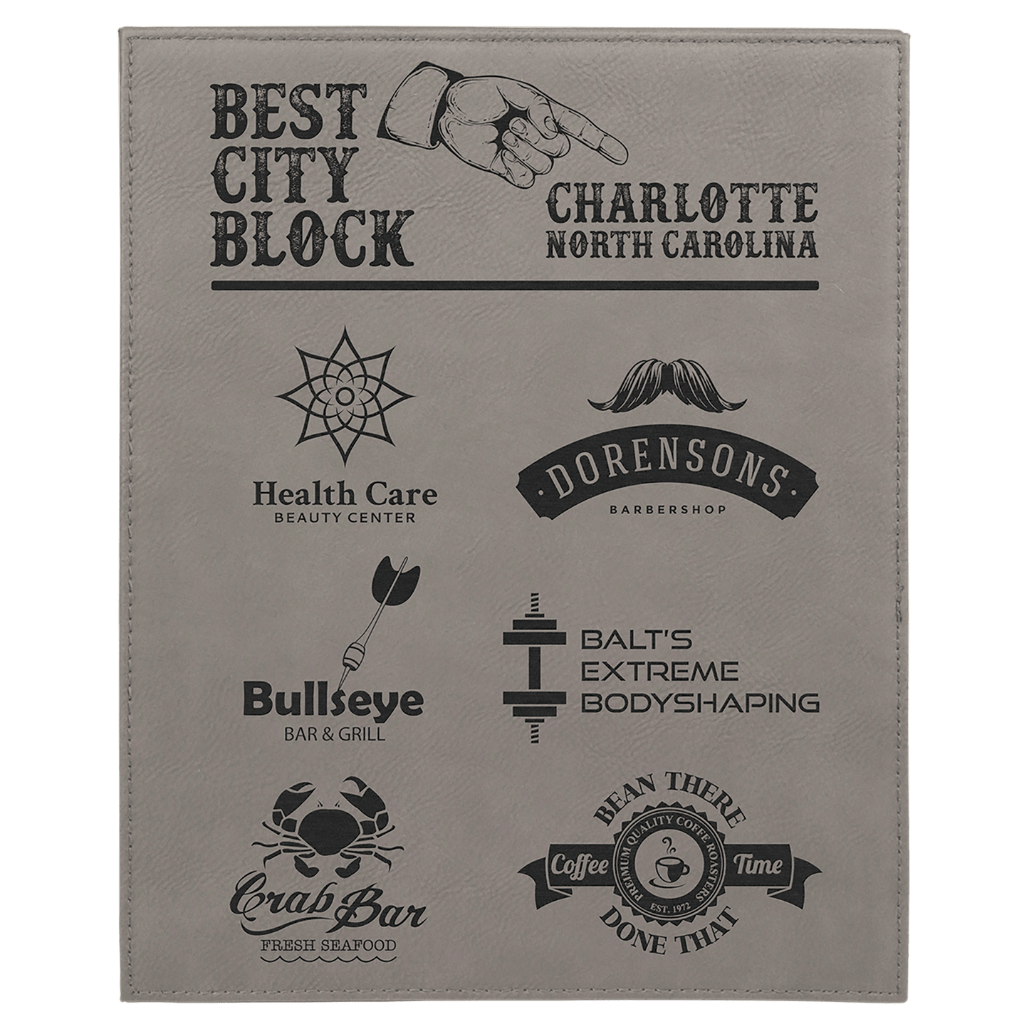8" x 10" Gray Laserable Leatherette Plaque (Sold by Case of 6)