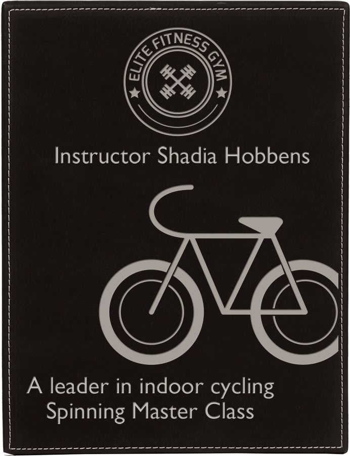 10 1/2" x 13" Black/Silver Laserable Leatherette Plaque (Sold by Case of 6)
