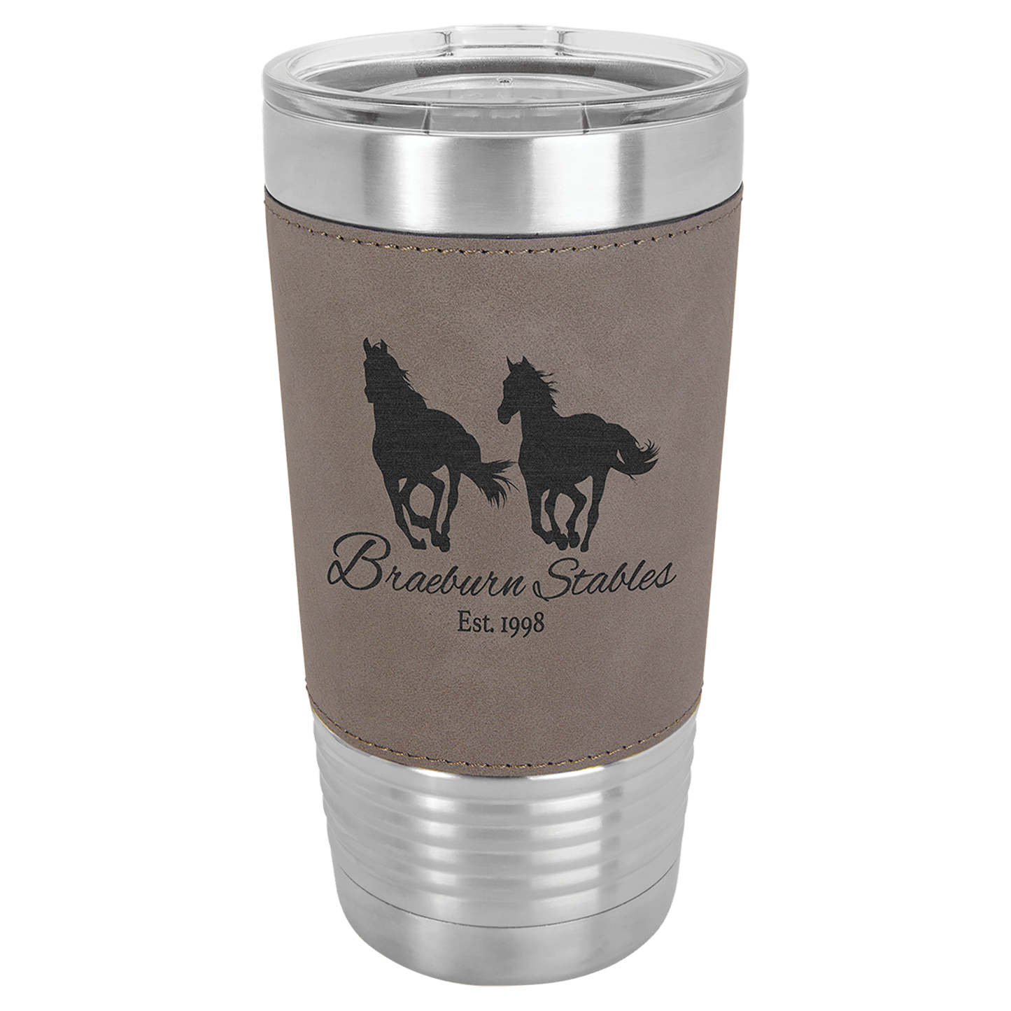 Polar Camel 20 oz. Gray Laserable Leatherette Tumbler with Clear Lid (Sold by Case of 24)
