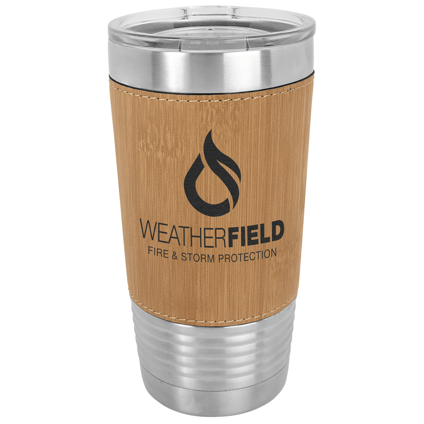 Polar Camel 20 oz. Bamboo Laserable Leatherette Polar Camel Tumbler with Clear Lid (Sold by Case of 24)