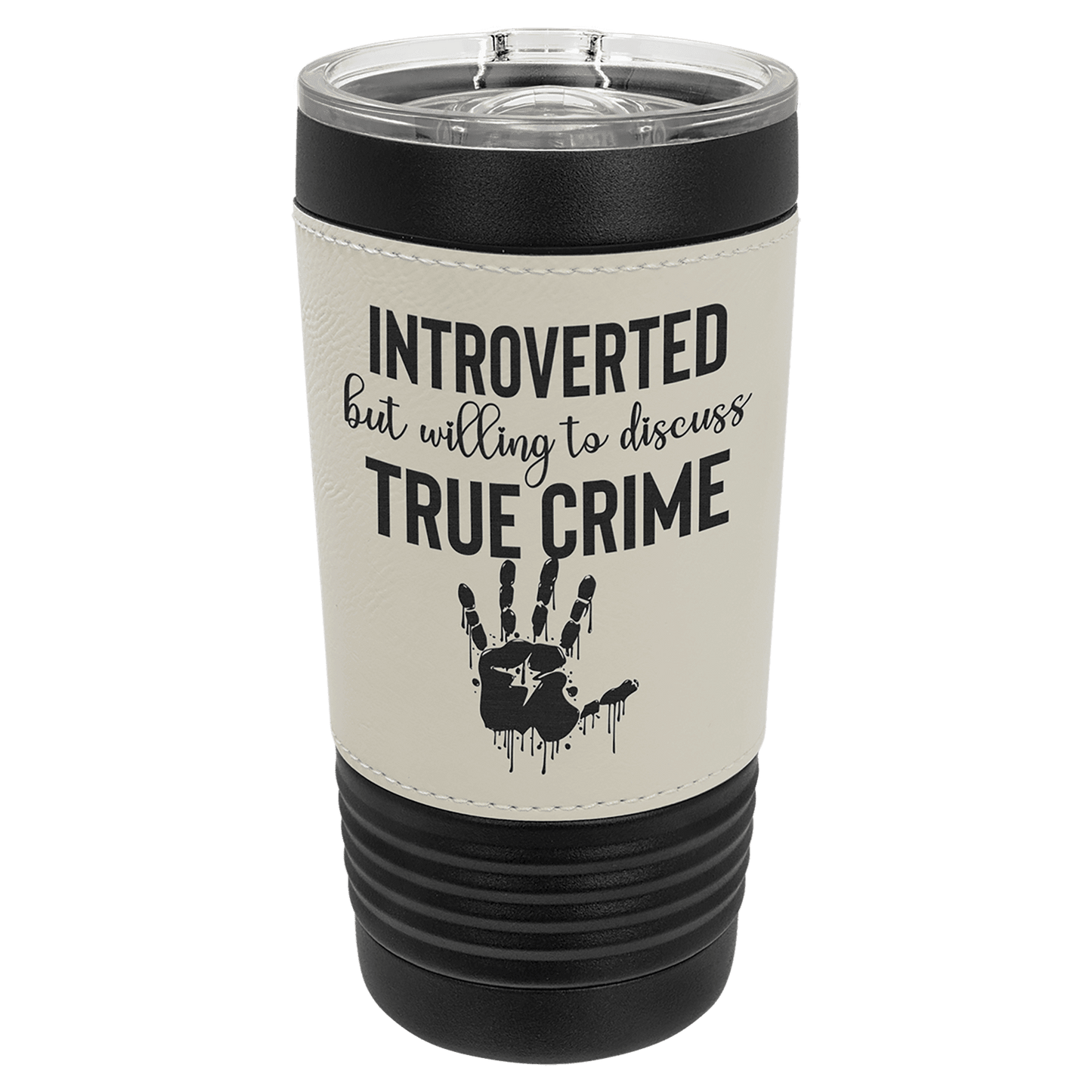 Polar Camel 20 oz. Black with White Leatherette Tumbler with Slider Lid (Sold by Case of 24)