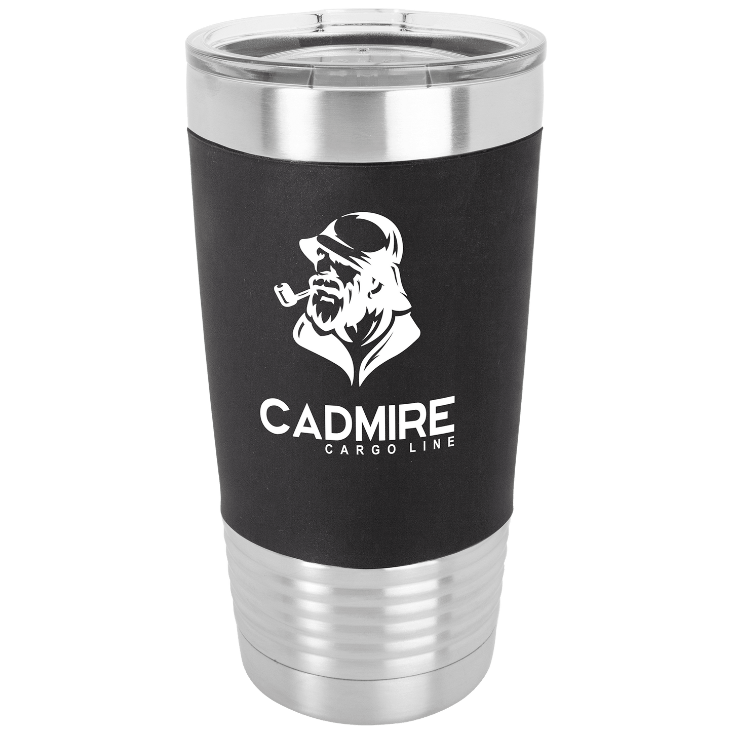 Polar Camel 20 oz. Black/White Tumbler with Silicone Grip and Clear Lid (Sold by Case of 24)