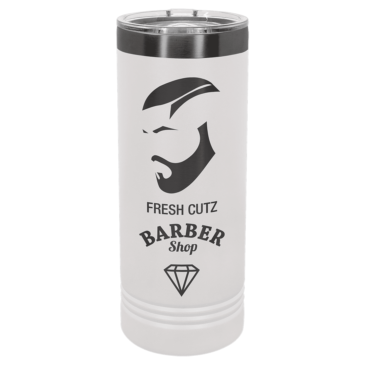 Polar Camel 22 oz. White/Ghost Black ION-Plated Skinny Tumbler with Slider Lid (Sold by Case of 24)