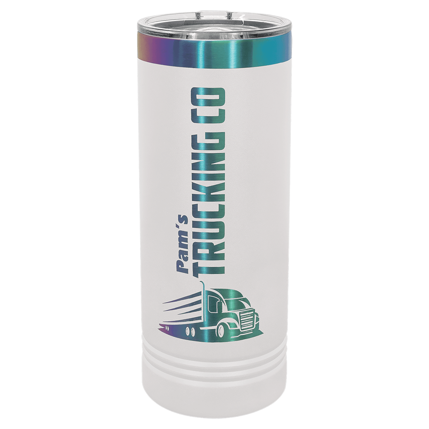 Polar Camel 22 oz. White/Prism ION-Plated Skinny Tumbler with Slider Lid (Sold by Case of 24)