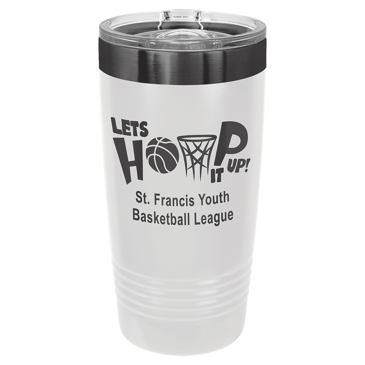 Polar Camel 20 oz. White/Ghost Black ION-Plated Ringneck Tumbler with Slider Lid (Sold by Case of 24)