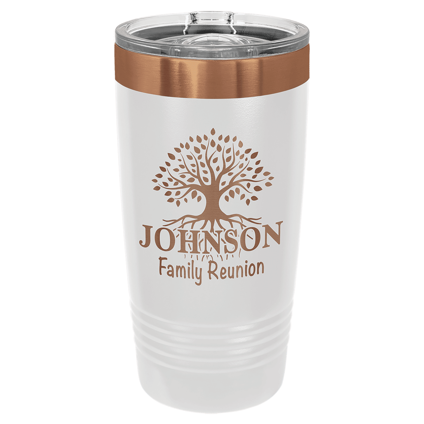 Polar Camel 20 oz. White/Rose Gold ION-Plated Ringneck Tumbler with Slider Lid (Sold by Case of 24)