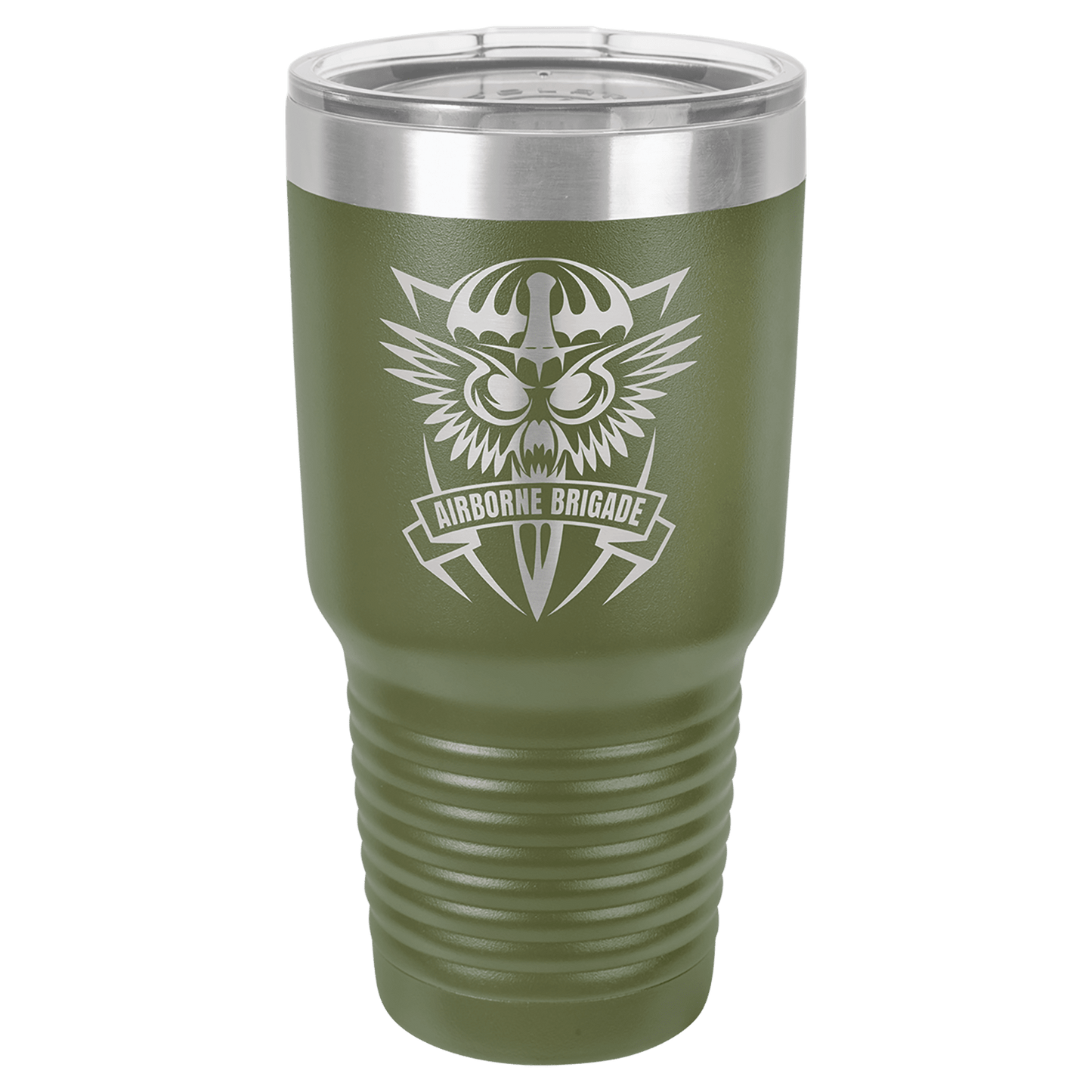 Polar Camel 30 oz. Olive Green Vacuum Insulated Ringneck Tumbler with Clear Lid (Sold by Case of 24)