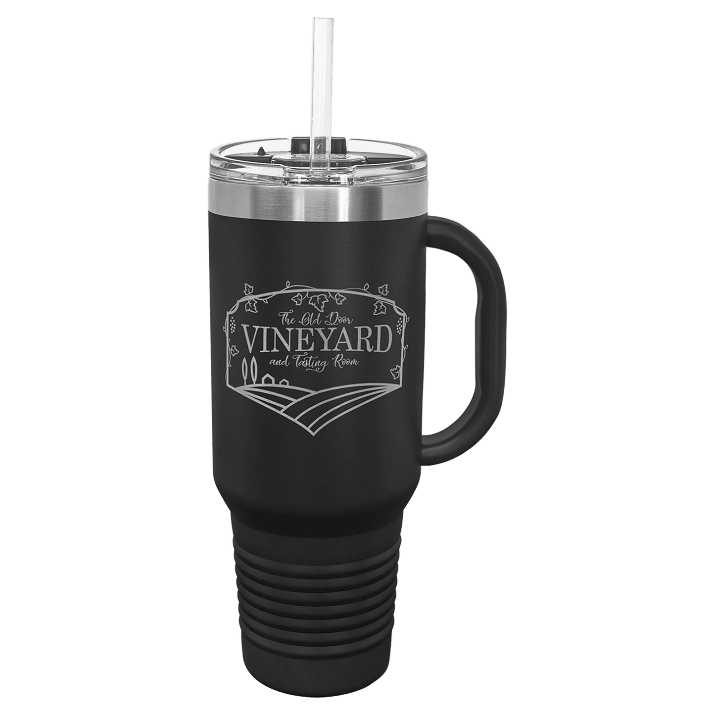 Polar Camel 40 oz. Black Travel Mug with Handle, Straw Included (Sold by Case of 12)