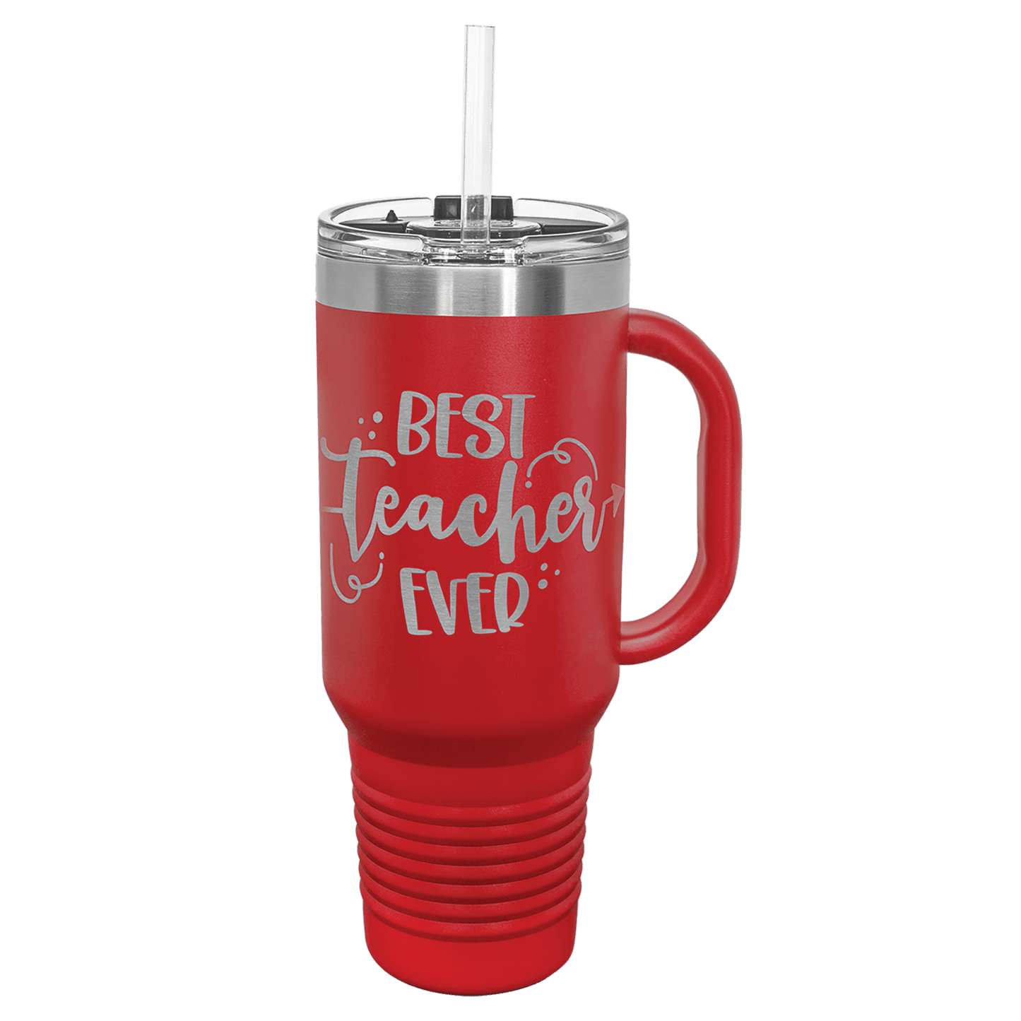 Polar Camel 40 oz. Red Travel Mug with Handle, Straw Included (Sold by Case of 12)