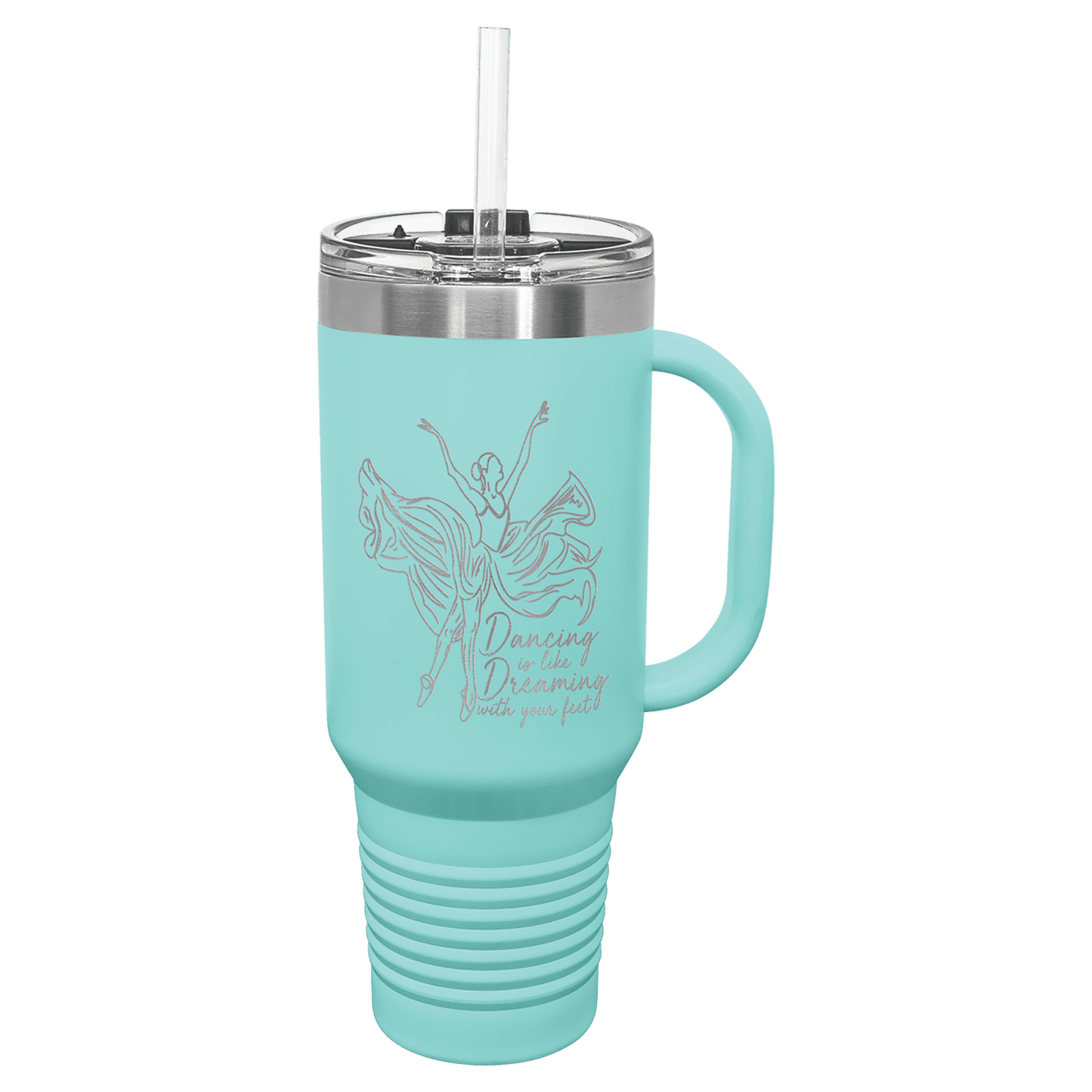 Polar Camel 40 oz. Teal Travel Mug with Handle, Straw Included (Sold by Case of 12)