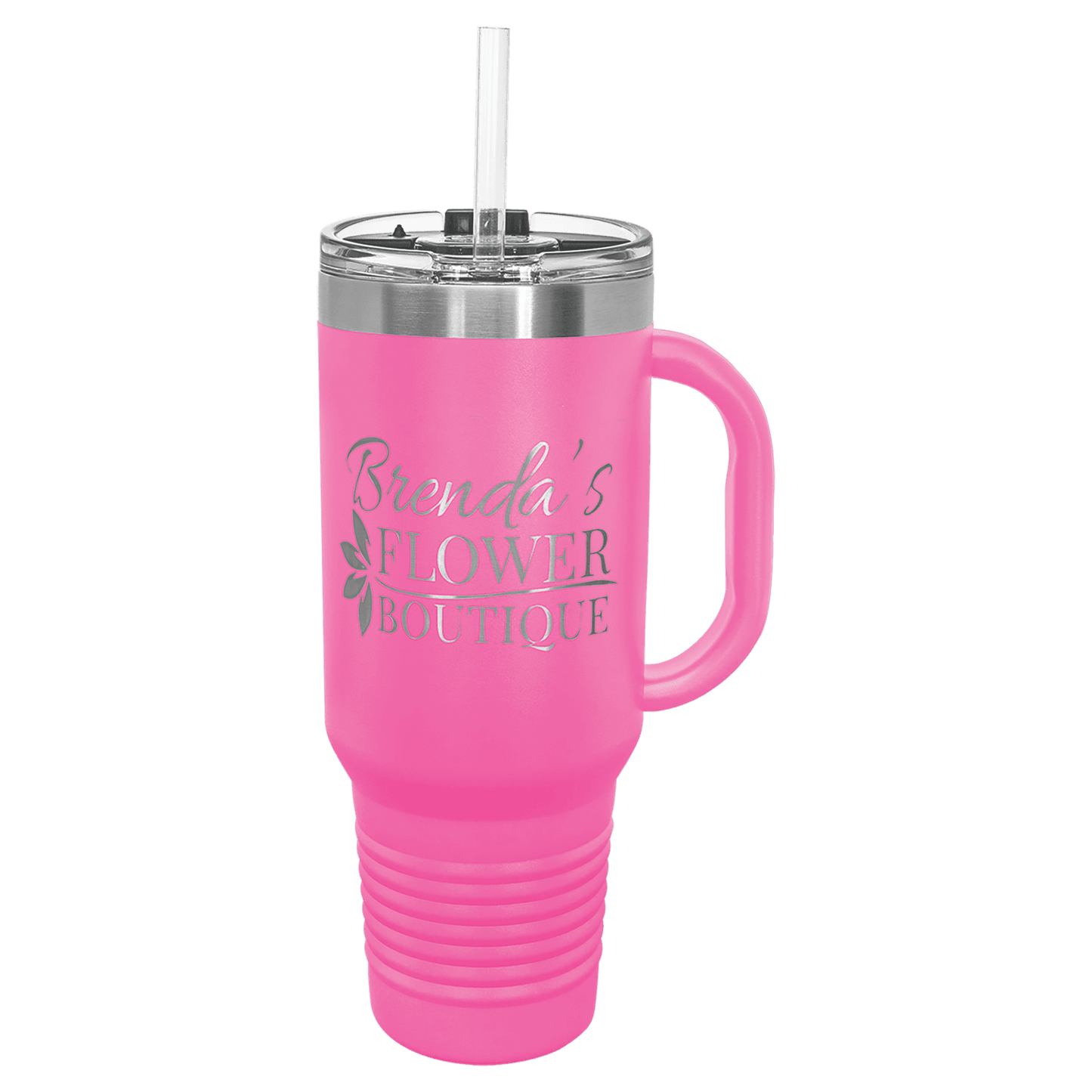 Polar Camel 40 oz. Pink Travel Mug with Handle, Straw Included (Sold by Case of 12)
