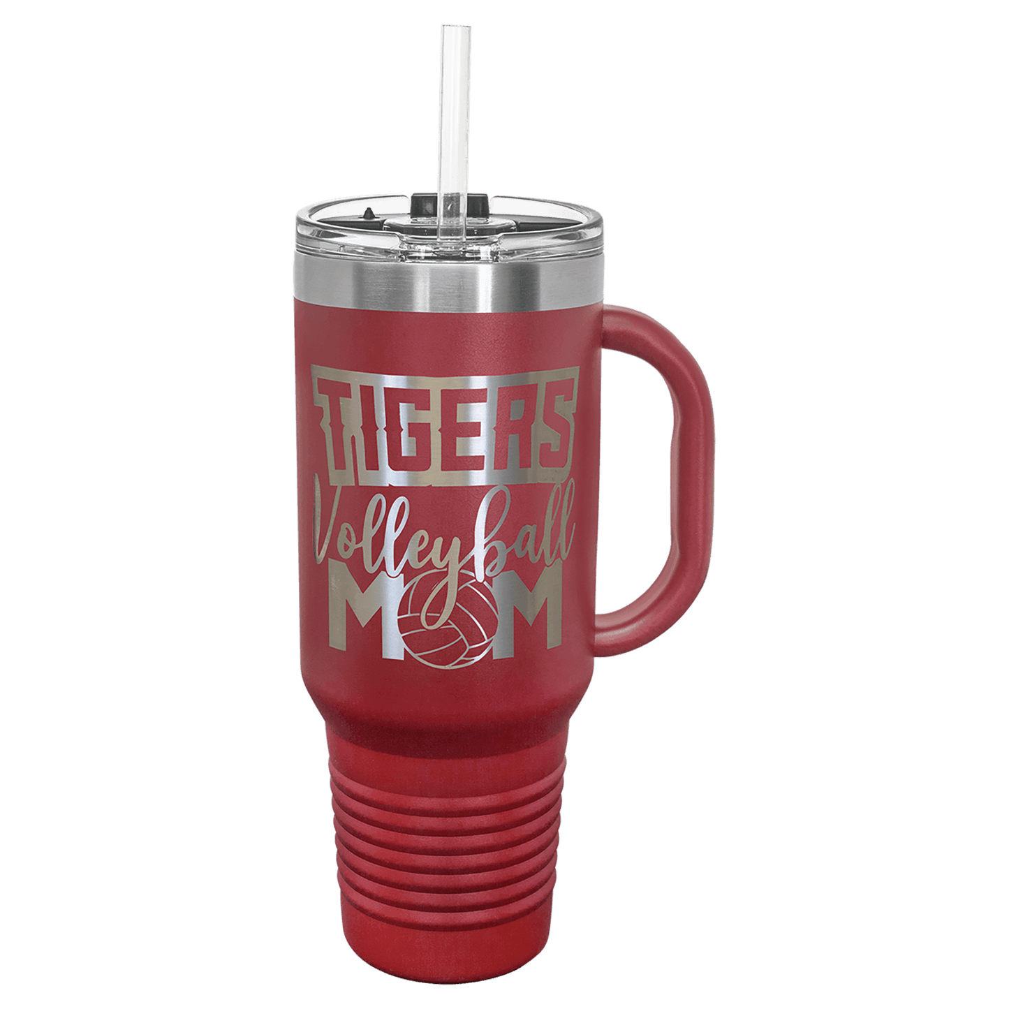 Polar Camel 40 oz. Maroon Travel Mug with Handle, Straw Included (Sold by Case of 12)