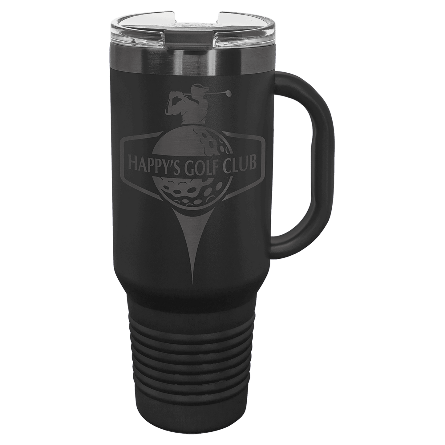 Polar Camel 40 oz. Black/Ghost Black ION-Plated Travel Mug with Handle, Straw Included (Sold by Case of 12)