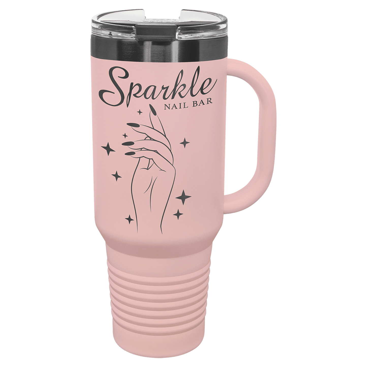 Polar Camel 40 oz. Blush/Ghost Black ION-Plated Travel Mug with Handle, Straw Included (Sold by Case of 12)
