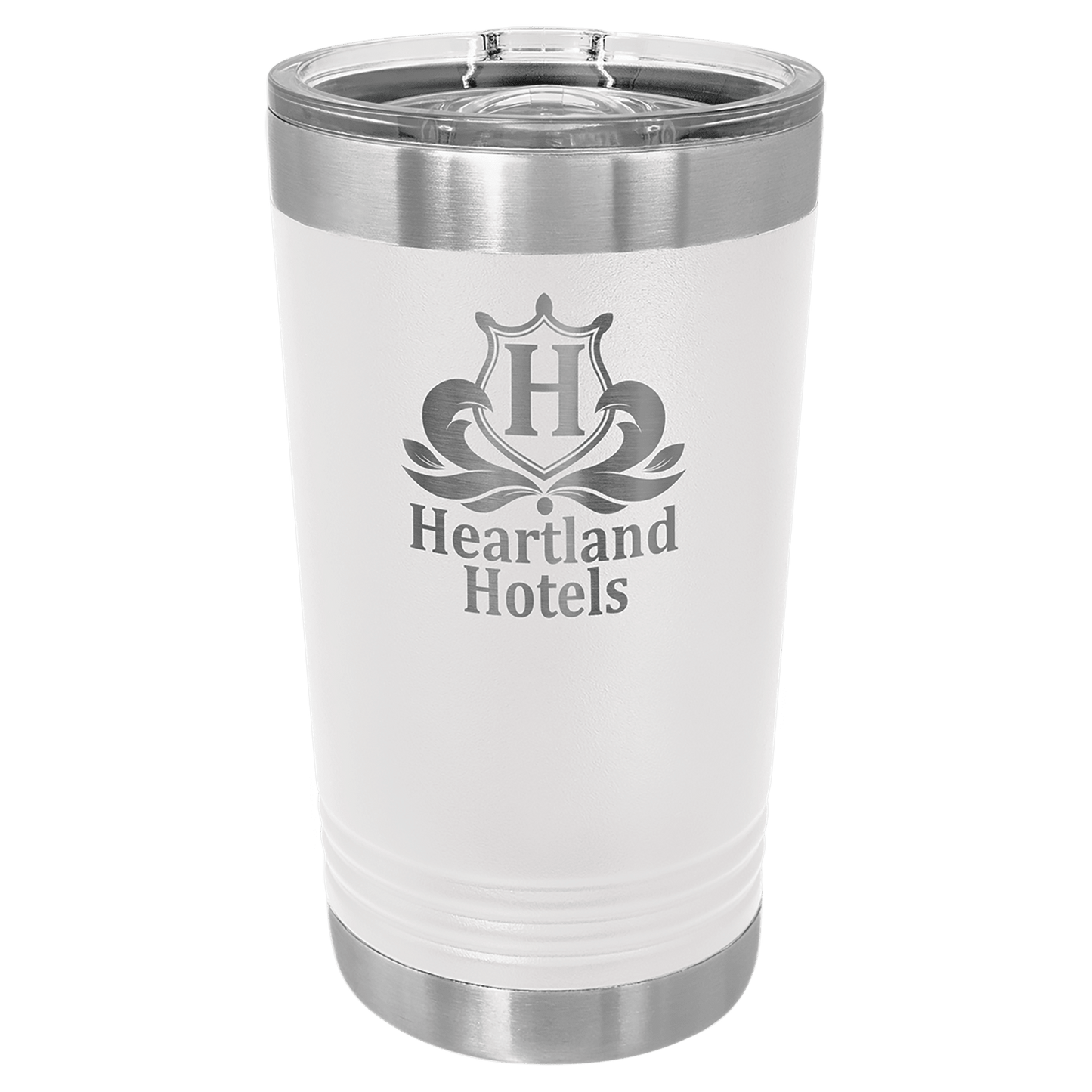 Polar Camel White 16 oz. Pint with Slider Lid (Sold by Case of 24)