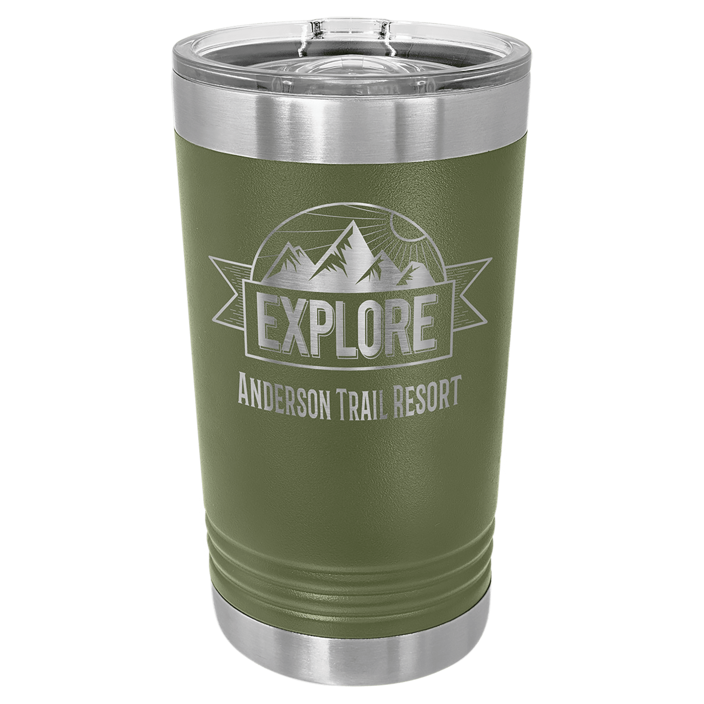 Polar Camel Olive Green 16 oz. Pint with Slider Lid (Sold by Case of 24)