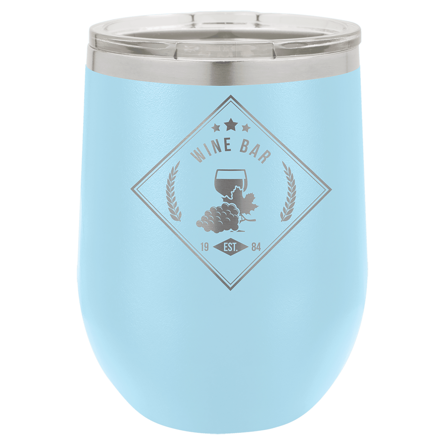 Polar Camel 12 oz. Light Blue Vacuum Insulated Stemless Wine Tumbler with Lid (Sold by Case of 24)