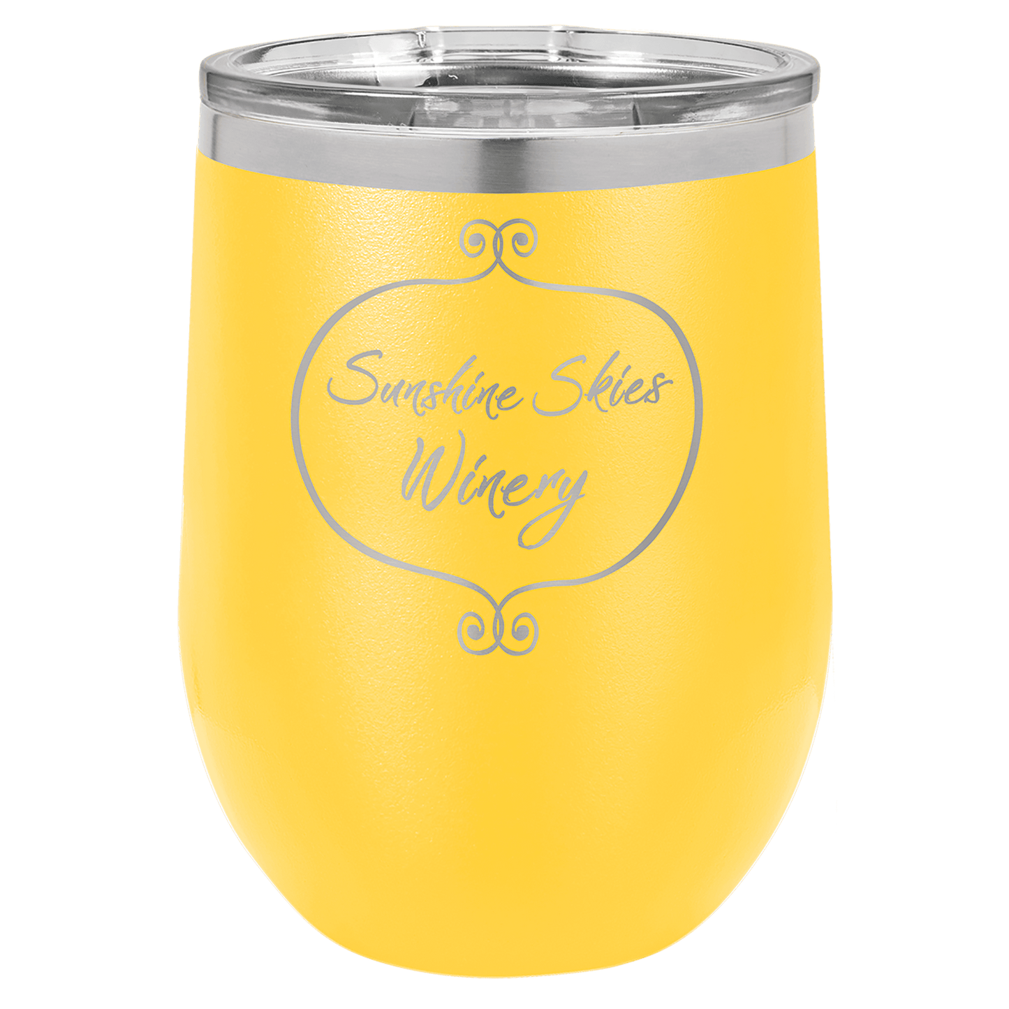 Polar Camel 12 oz. Yellow Vacuum Insulated Stemless Wine Tumbler with Lid (Sold by Case of 24)