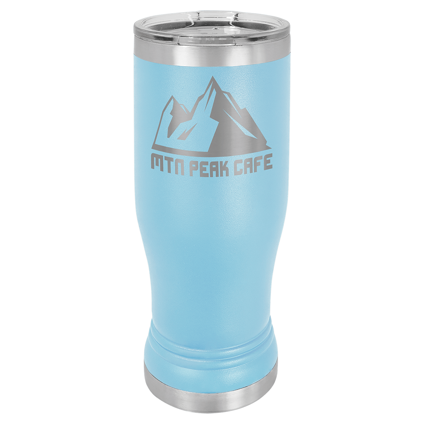 Light Blue 14oz. Polar Camel Pilsner with Clear Lid (Sold by Case of 24)