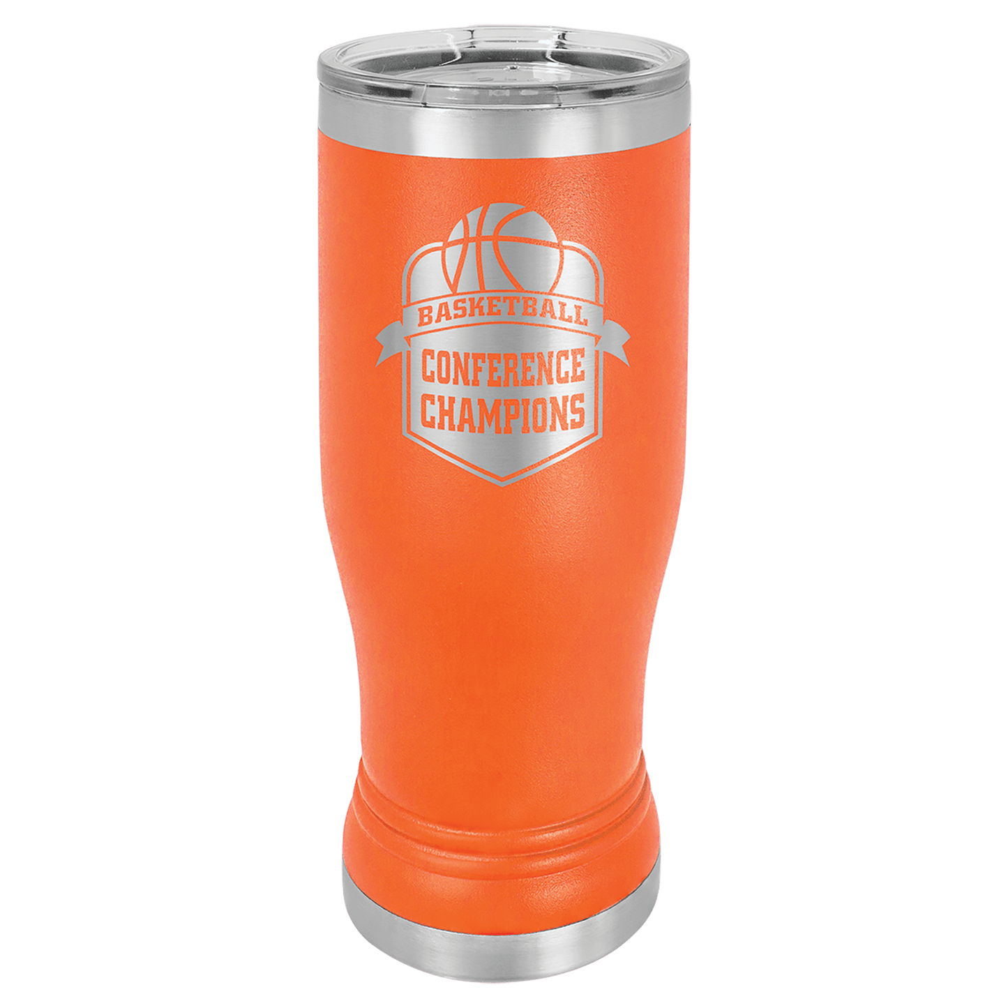 Orange 14 oz. Polar Camel Pilsner with Clear Lid (Sold by Case of 24)