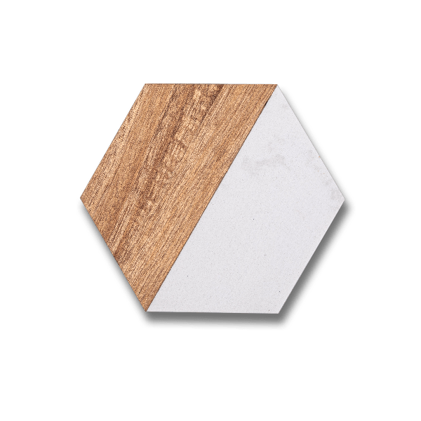 11.5"x6" White Marble/Acacia Wood Board & Coasters Set