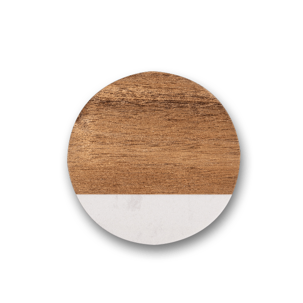 11.5"x6" White Marble/Acacia Wood Board & Coasters Set