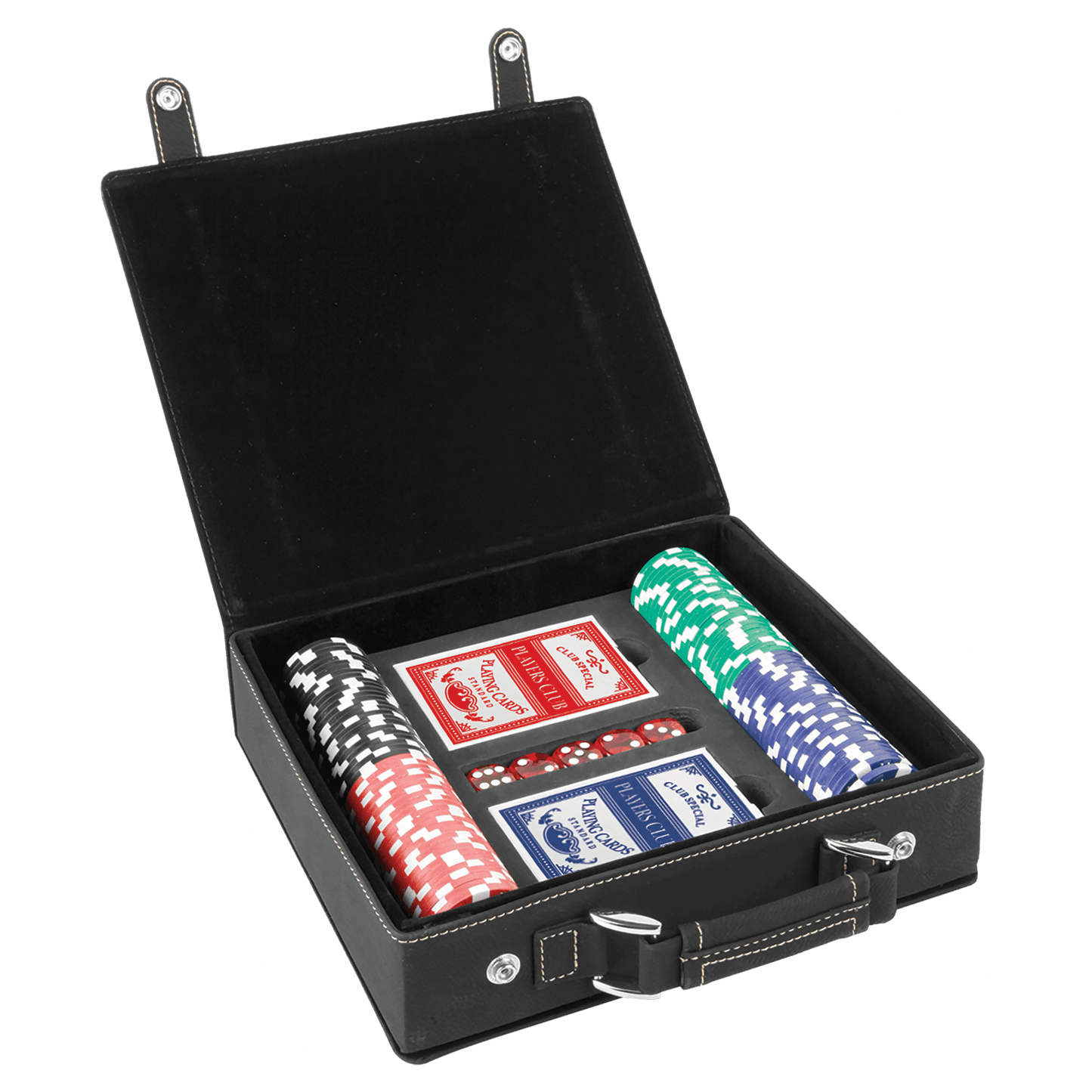 Black/Gold Laserable Leatherette 100 Chip Poker Set (Sold by Case of 6)