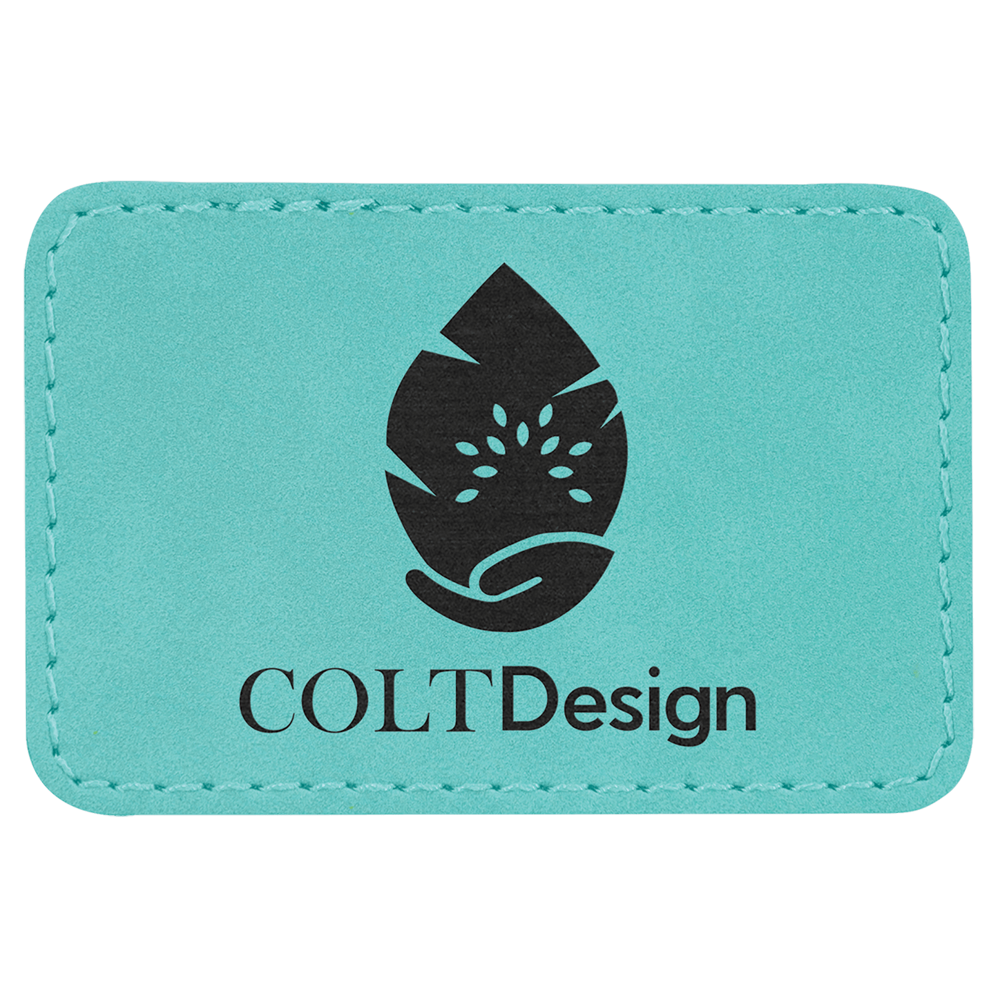 3" x 2" Rectangle Teal Laserable Leatherette Patch with Adhesive (Sold by Case of 25)