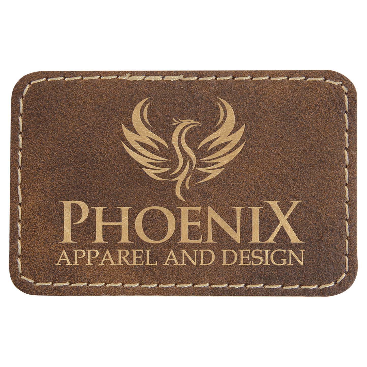 3" x 2" Rectangle Rustic/Gold Laserable Leatherette Patch with Adhesive (Sold by Case of 25)