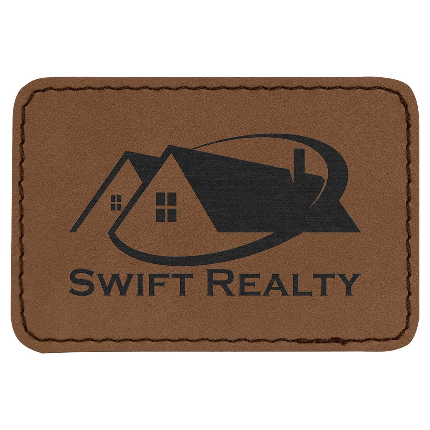 3" x 2" Rectangle Dark Brown Laserable Leatherette Patch with Kota Pro Adhesive (Sold by Case of 25)