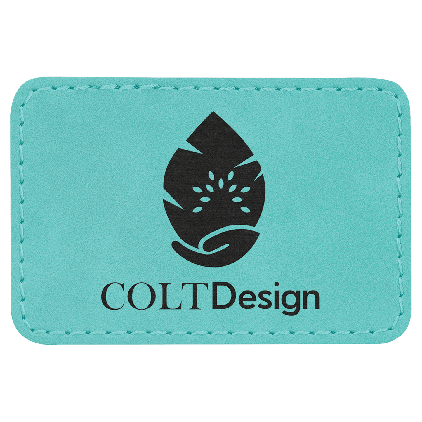 3" x 2" Rectangle Teal Laserable Leatherette Patch with Kota Pro Adhesive (Sold by Case of 25)