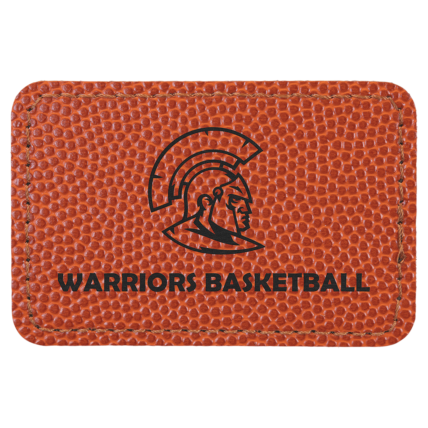 3" x 2" Rectangle Basketball Laserable Leatherette Patch with Kota Pro Adhesive (Sold by Case of 25)