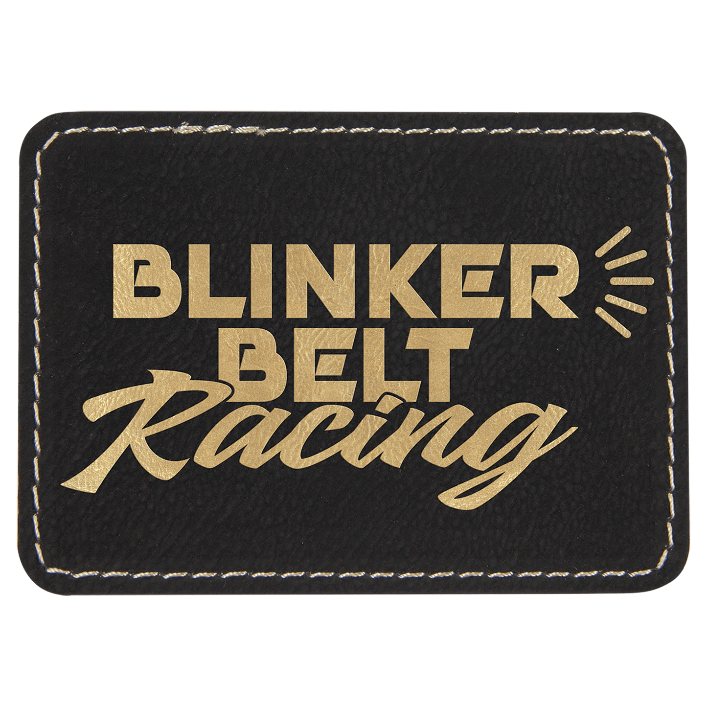 3 1/2" x 2 1/2" Rectangle Black/Gold Laserable Leatherette Patch with Adhesive (Sold by Case of 25)