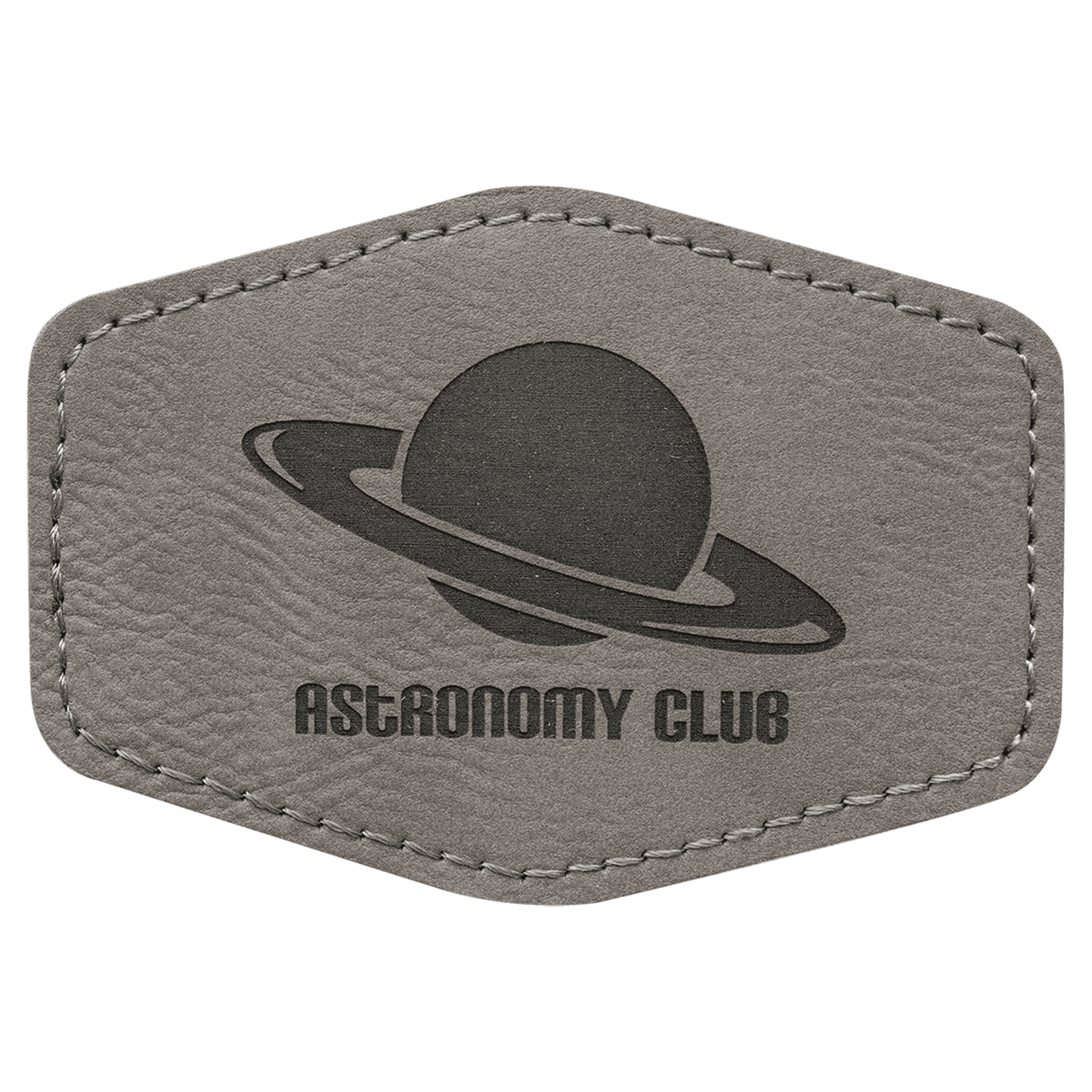 3 1/2" x 2 1/2" Hex Gray Laserable Leatherette Patch with Adhesive (Sold by Case of 25)