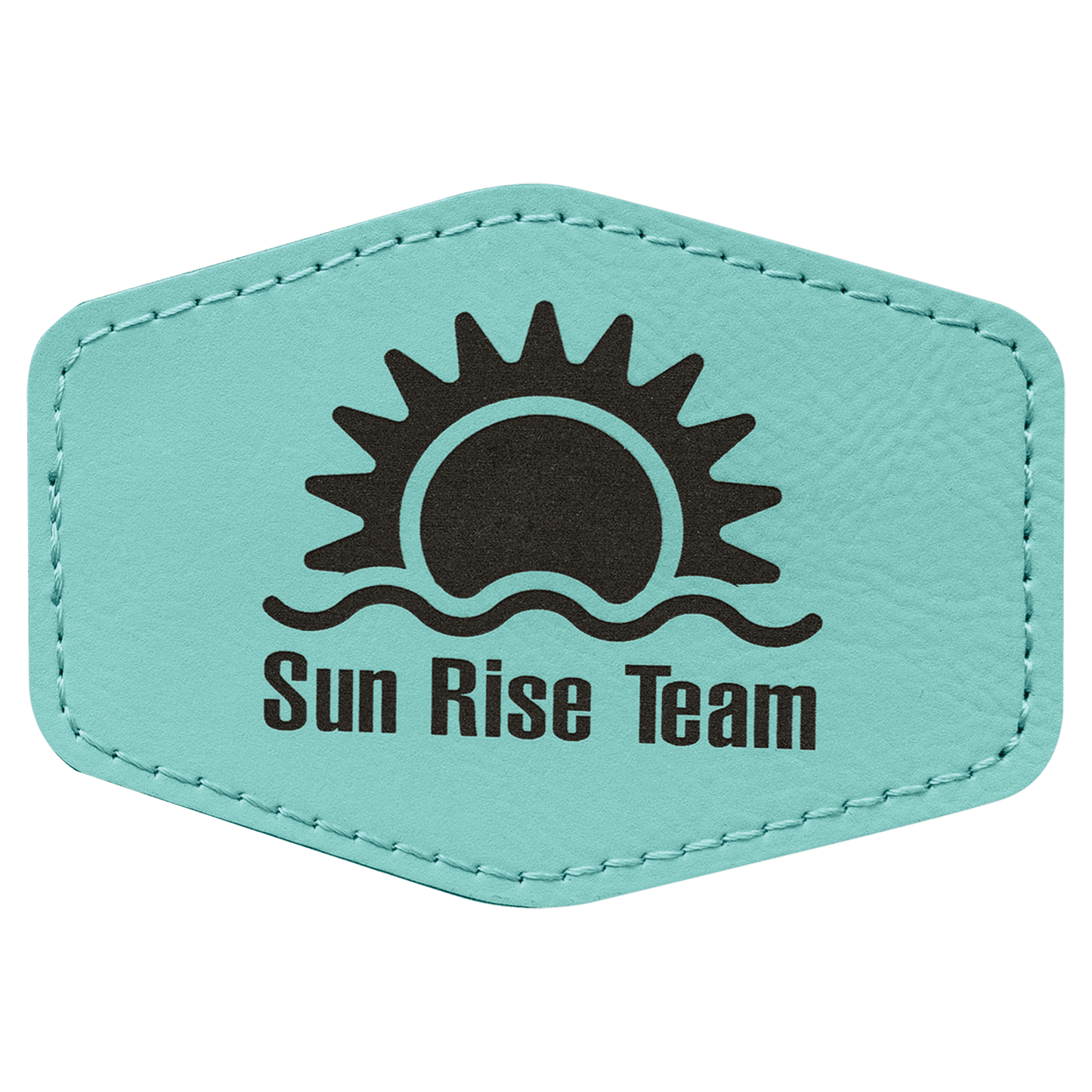 3 1/2" x 2 1/2" Hex Teal Laserable Leatherette Patch with Adhesive (Sold by Case of 25)