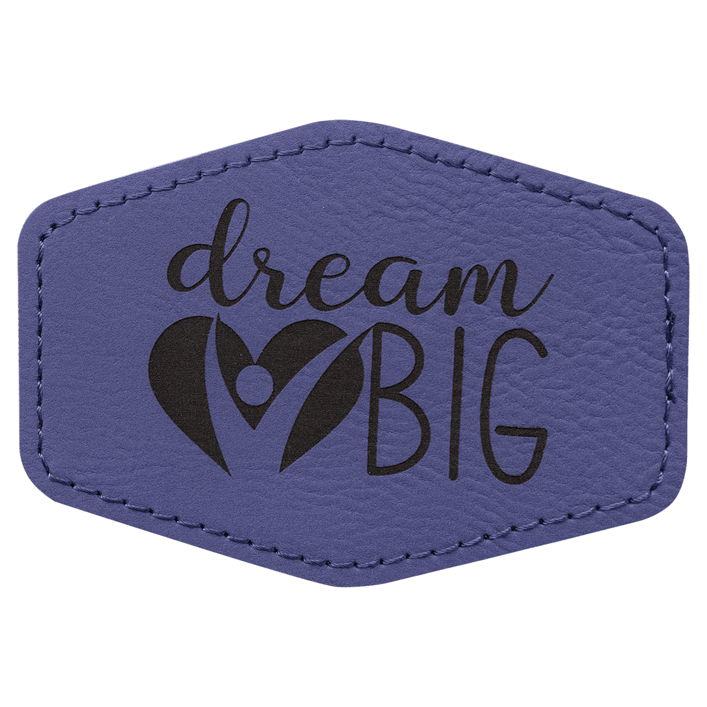 3 1/2" x 2 1/2" Hex Purple Laserable Leatherette Patch with Adhesive (Sold by Case of 25)
