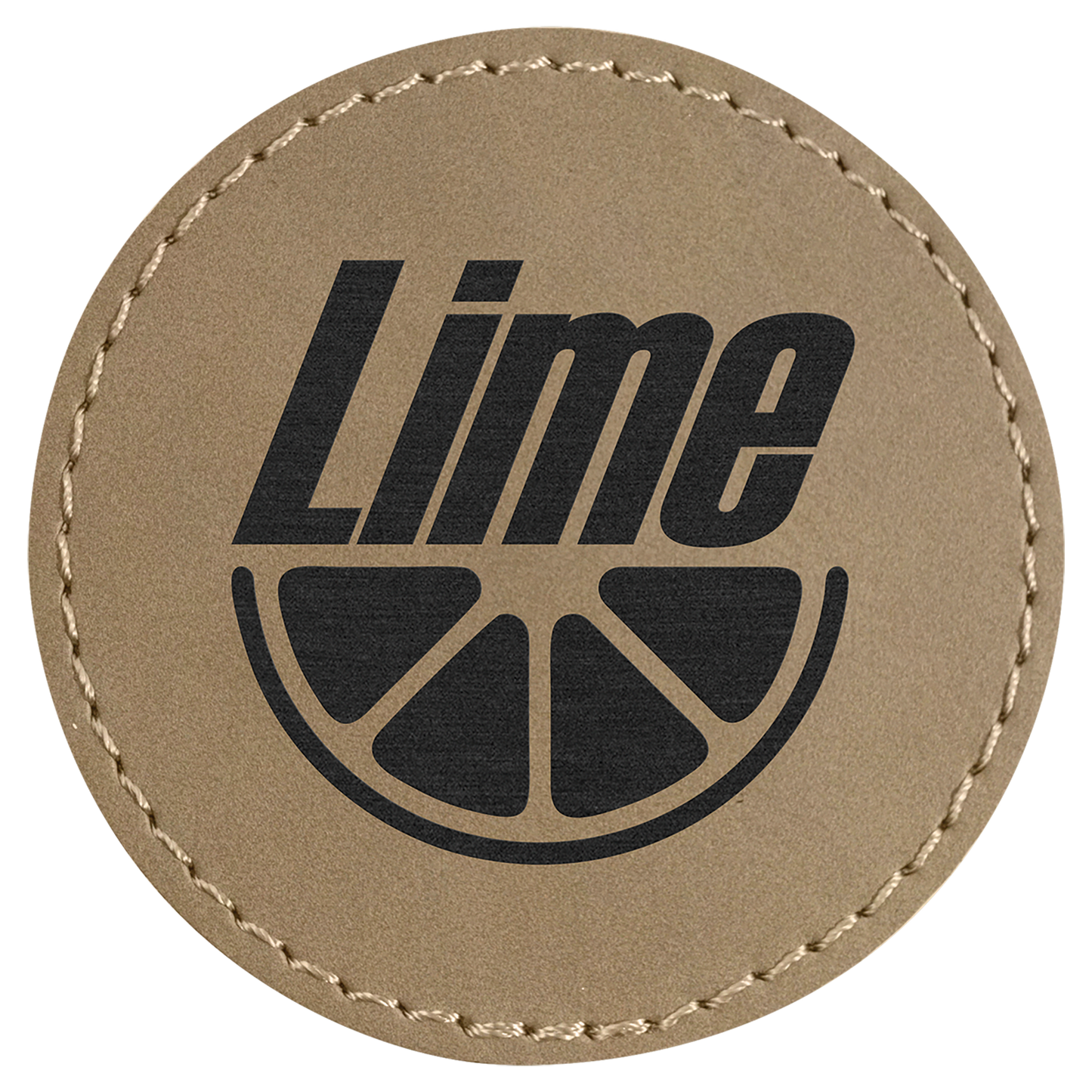 2 1/2" Round Light Brown Laserable Leatherette Patch with Adhesive (Sold by Case of 25)