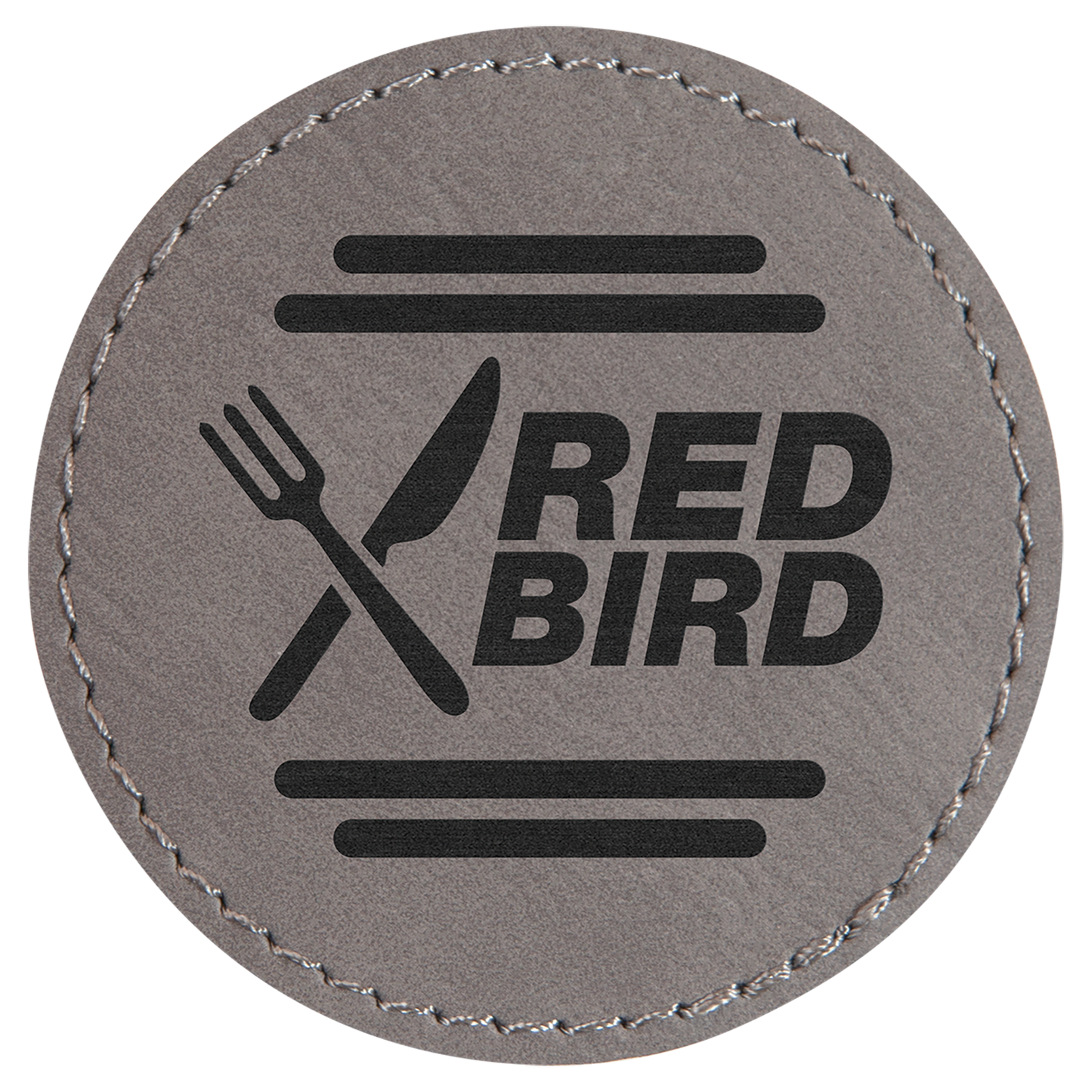 2 1/2" Round Gray Laserable Leatherette Patch with Adhesive (Sold by Case of 25)