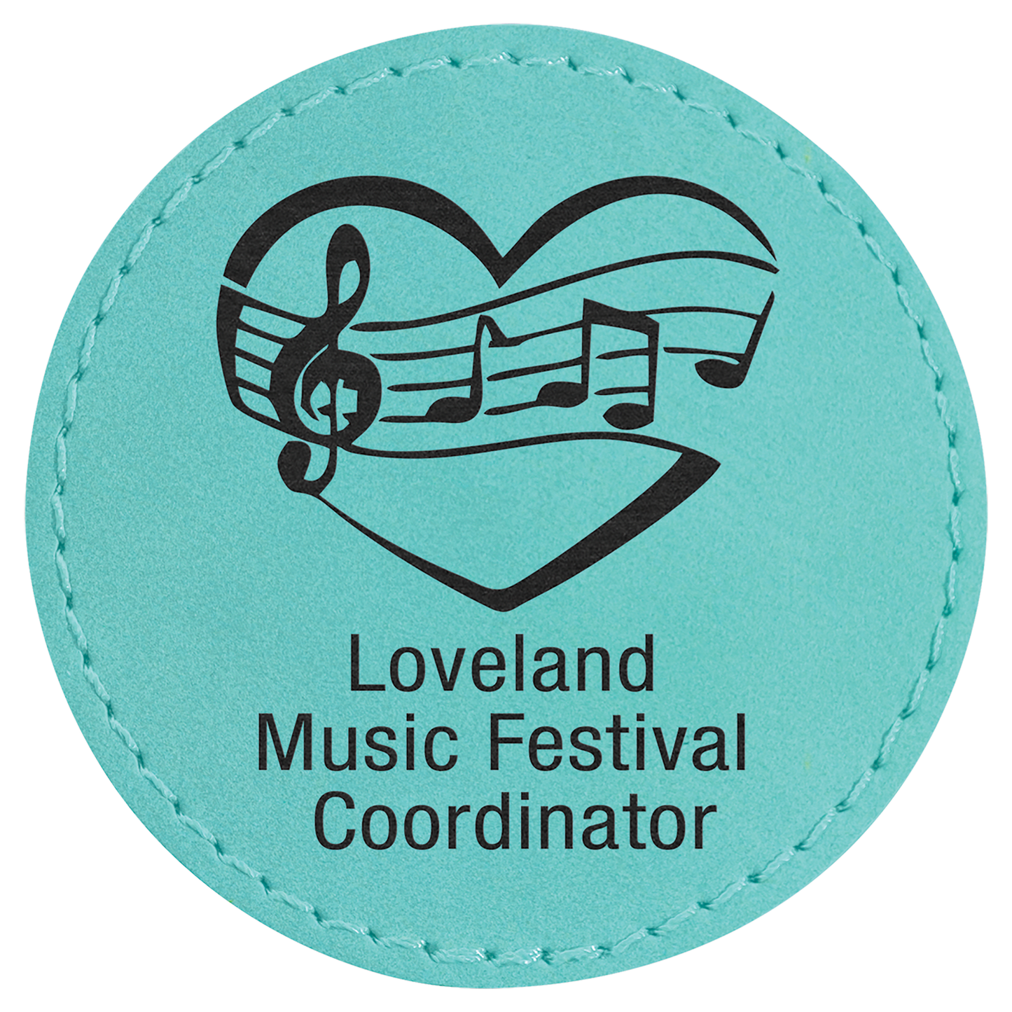 2 1/2" Round Teal Laserable Leatherette Patch with Adhesive (Sold by Case of 25)