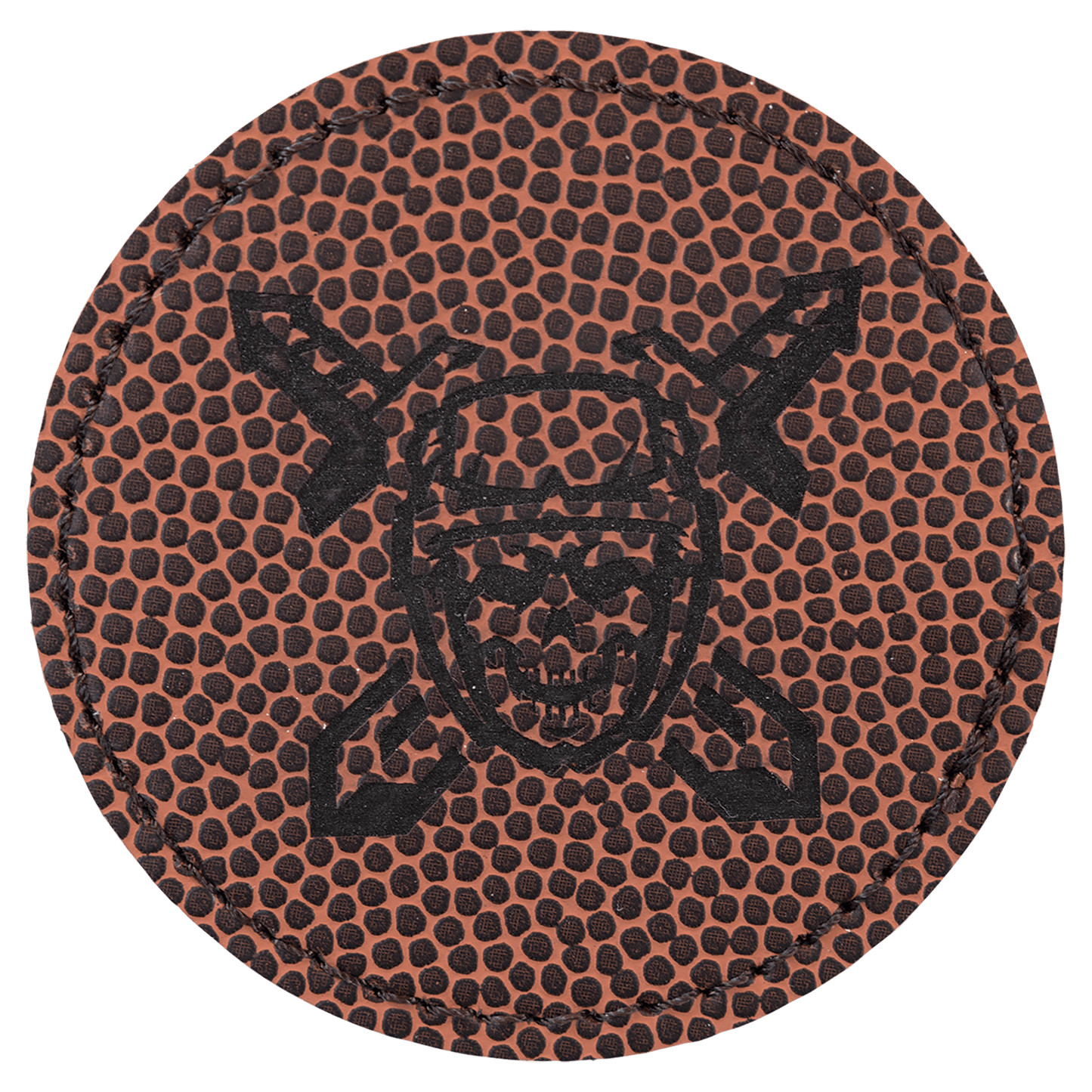 2 1/2" Round Football Laserable Leatherette Patch with Kota Pro Adhesive (Sold by Case of 25)
