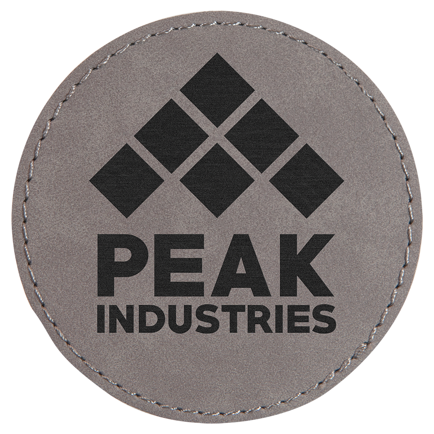 3" Round Gray Laserable Leatherette Patch with Adhesive (Sold by Case of 25)