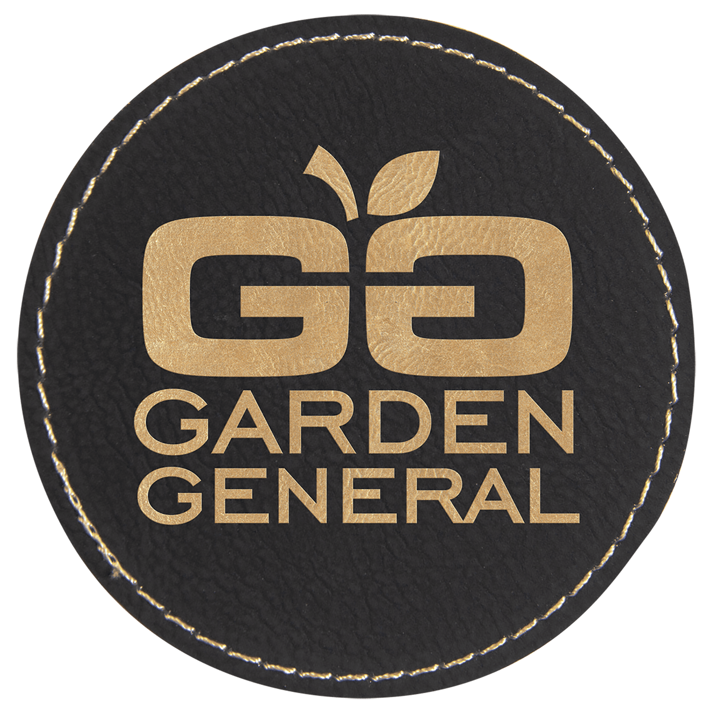 3" Round Black/Gold Laserable Leatherette Patch with Adhesive (Sold by Case of 25)