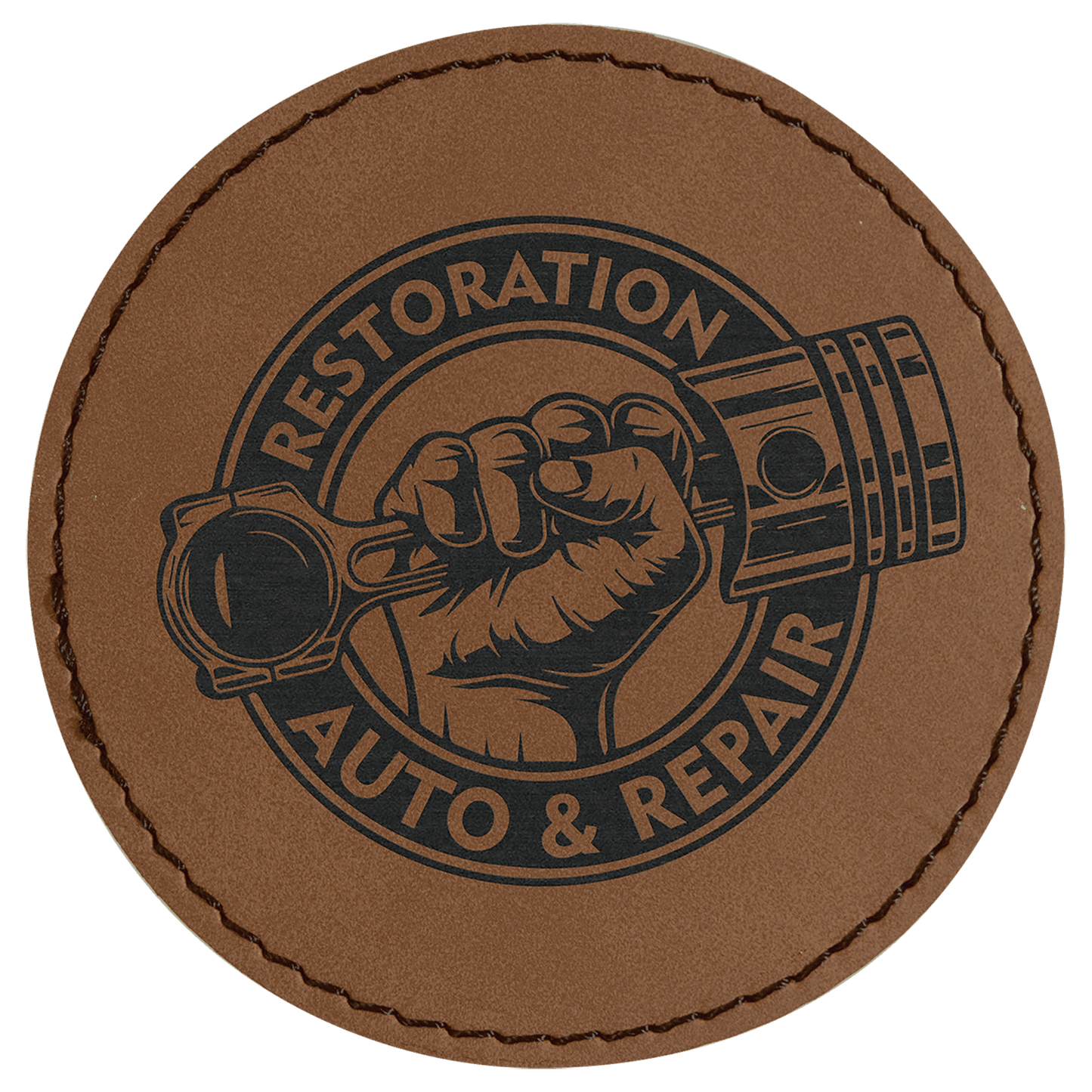 3" Round Dark/Brown Laserable Leatherette Patch with Kota Pro Adhesive (Sold by Case of 25)